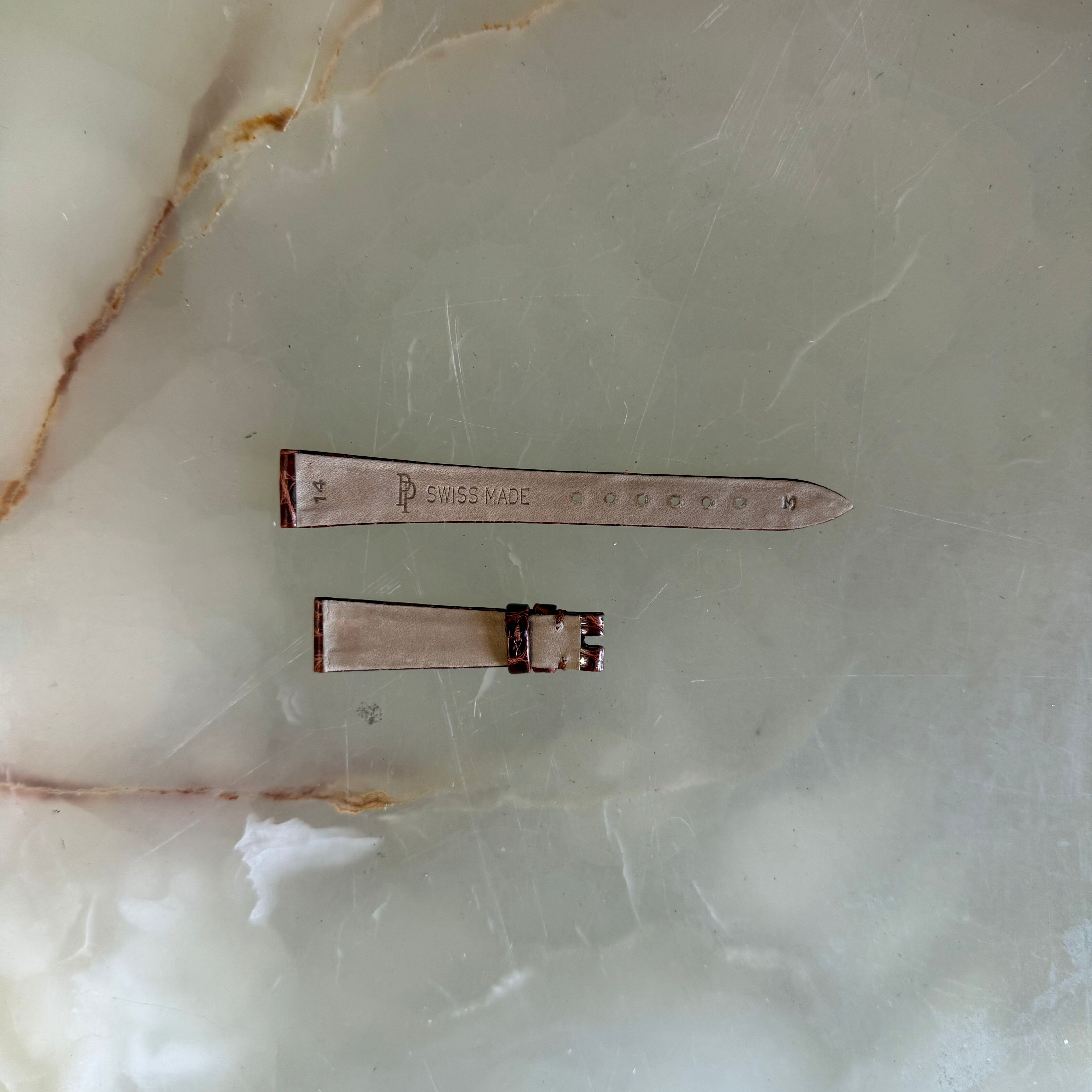 Authentic Patek Philippe Brown Shiny Alligator Watch Strap Band 14mm
