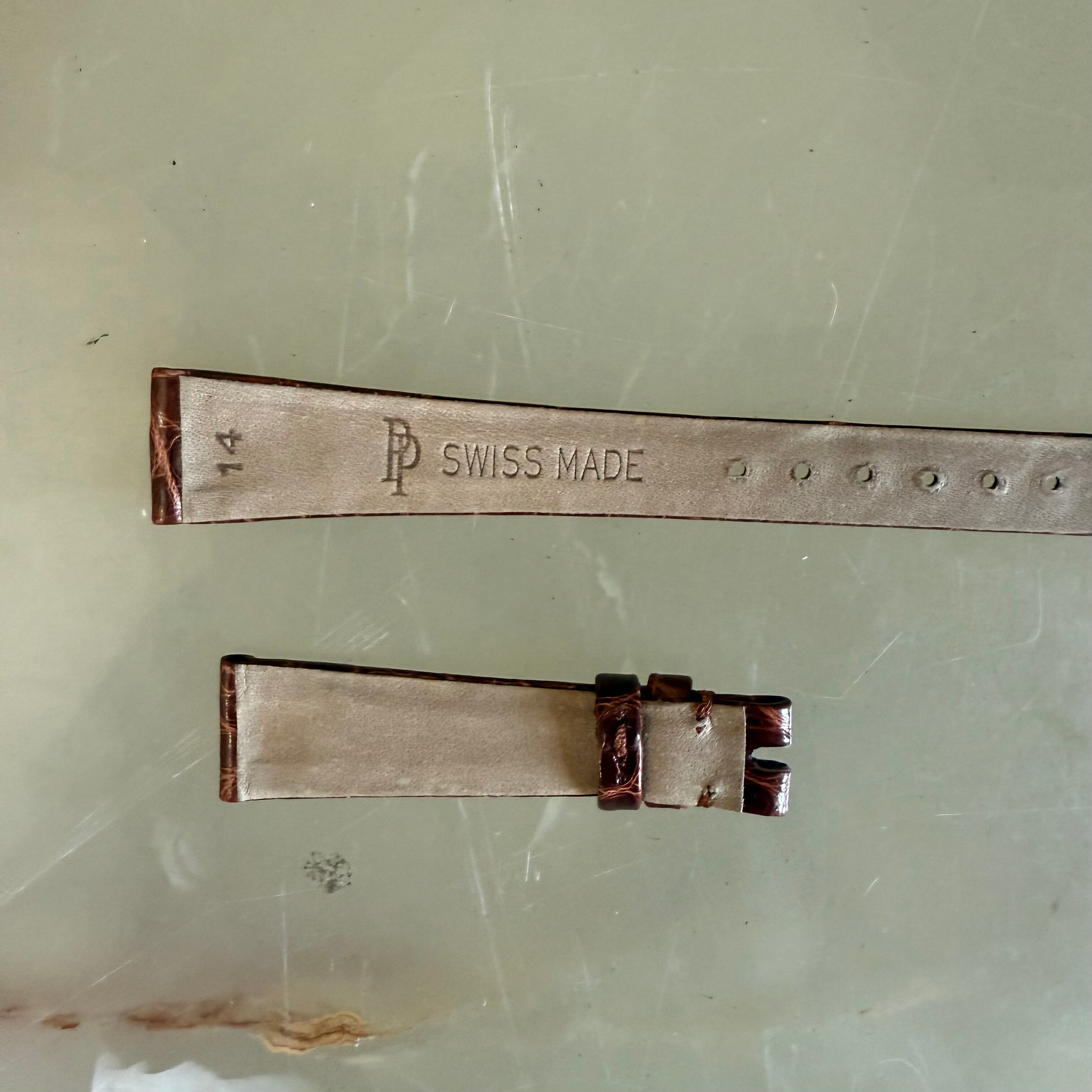 Authentic Patek Philippe Brown Shiny Alligator Watch Strap Band 14mm