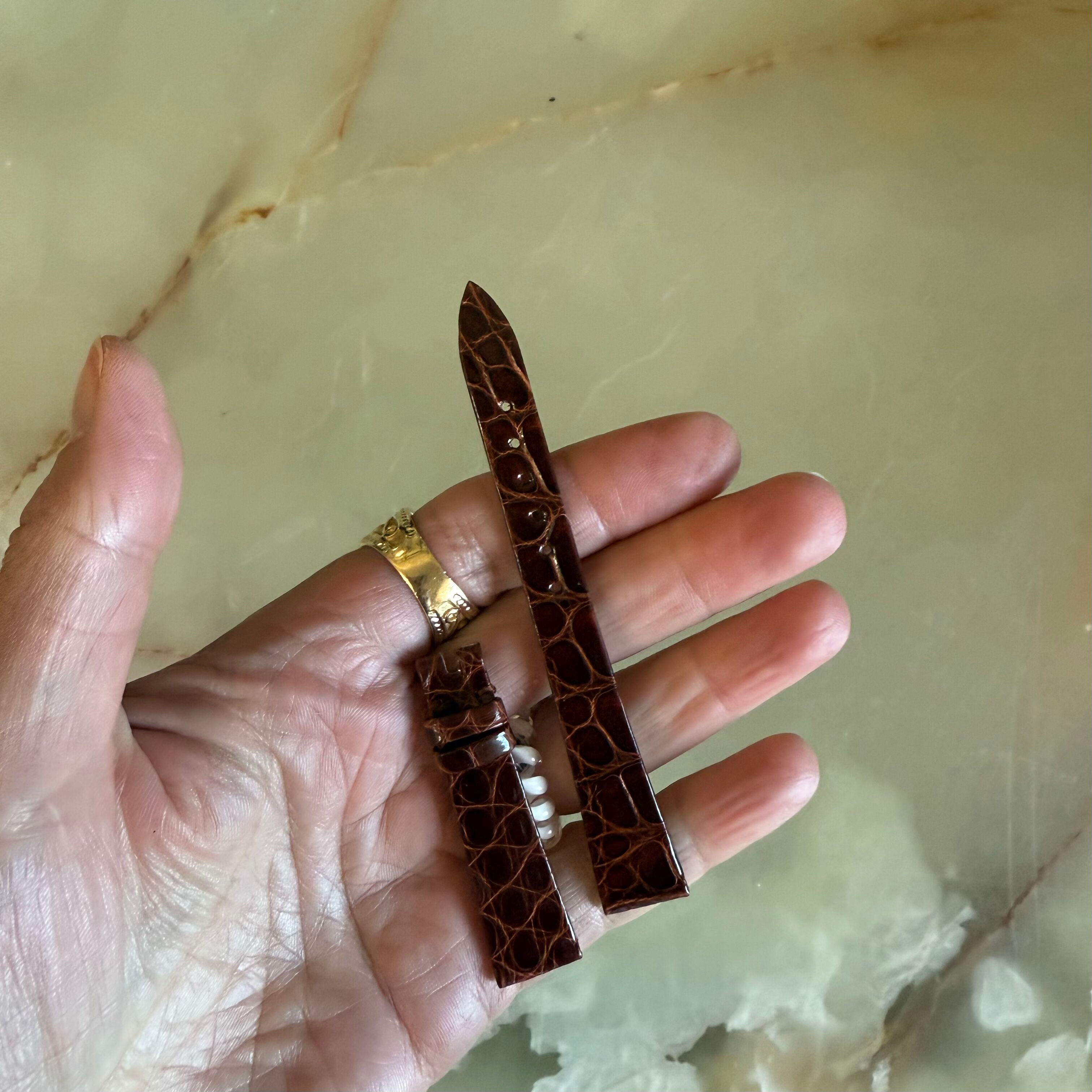 Authentic Patek Philippe Brown Shiny Alligator Watch Strap Band 14mm