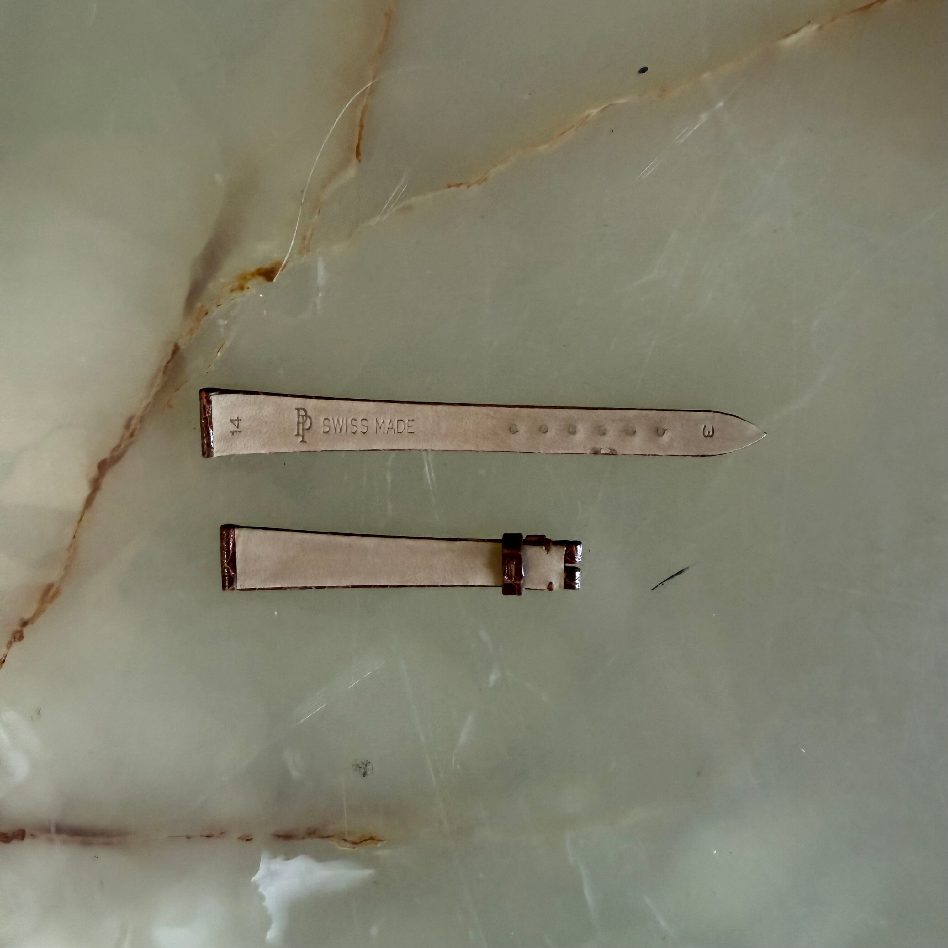 Authentic Patek Philippe Brown Shiny Crocodile Watch Strap Band 14mm