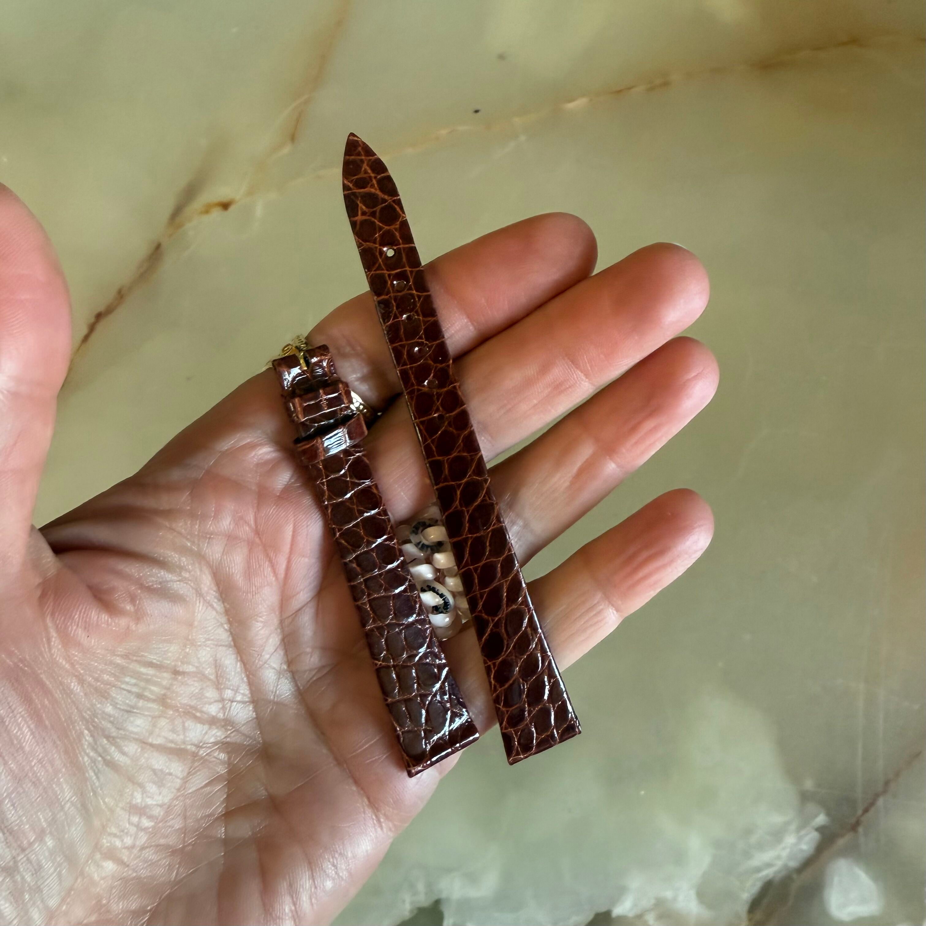 Authentic Patek Philippe Brown Shiny Crocodile Watch Strap Band 14mm