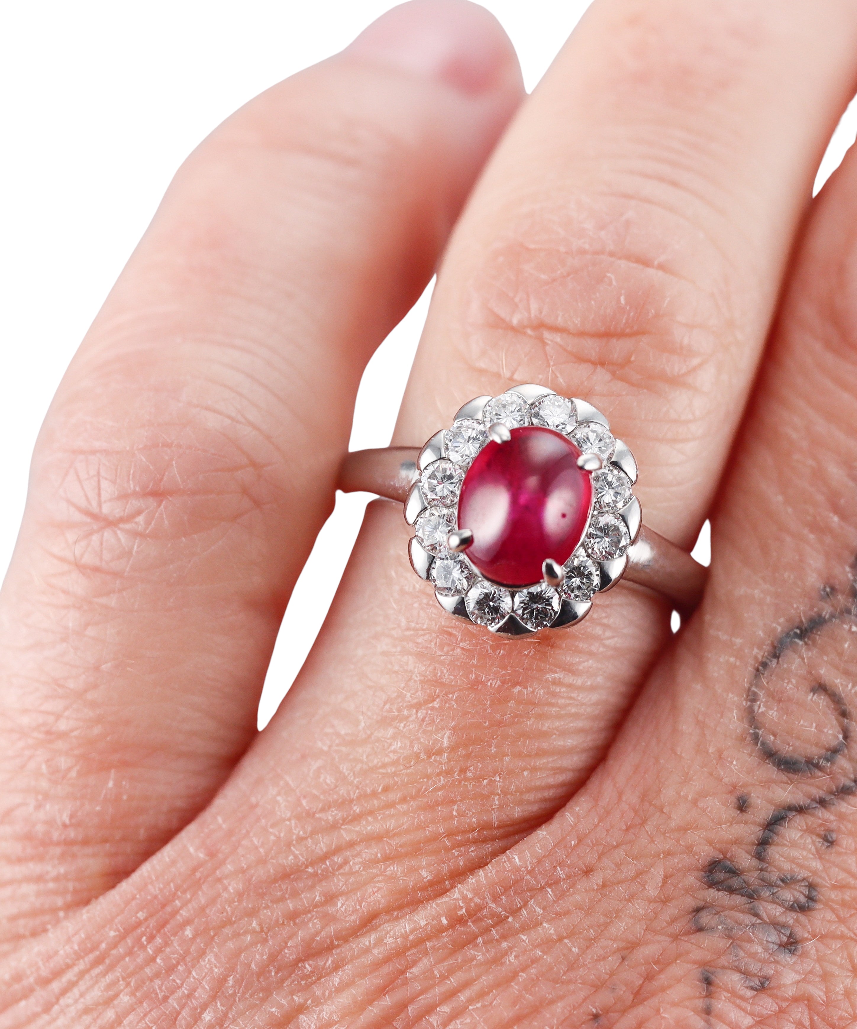 Platinum 2.15ct Ruby Diamond Ring