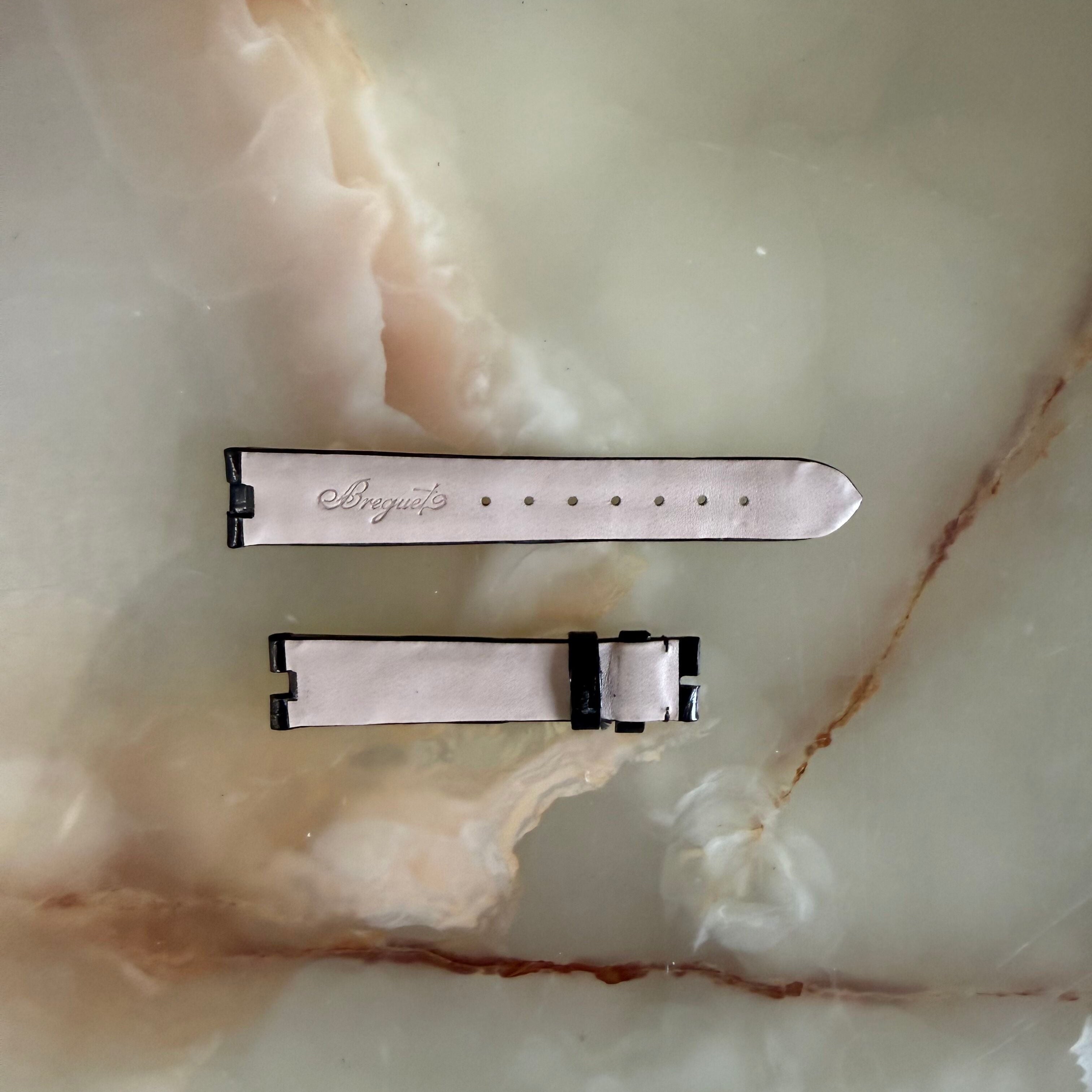 Authentic Breguet Reine De Naples Black Alligator Shiny Watch Band Strap 16mm