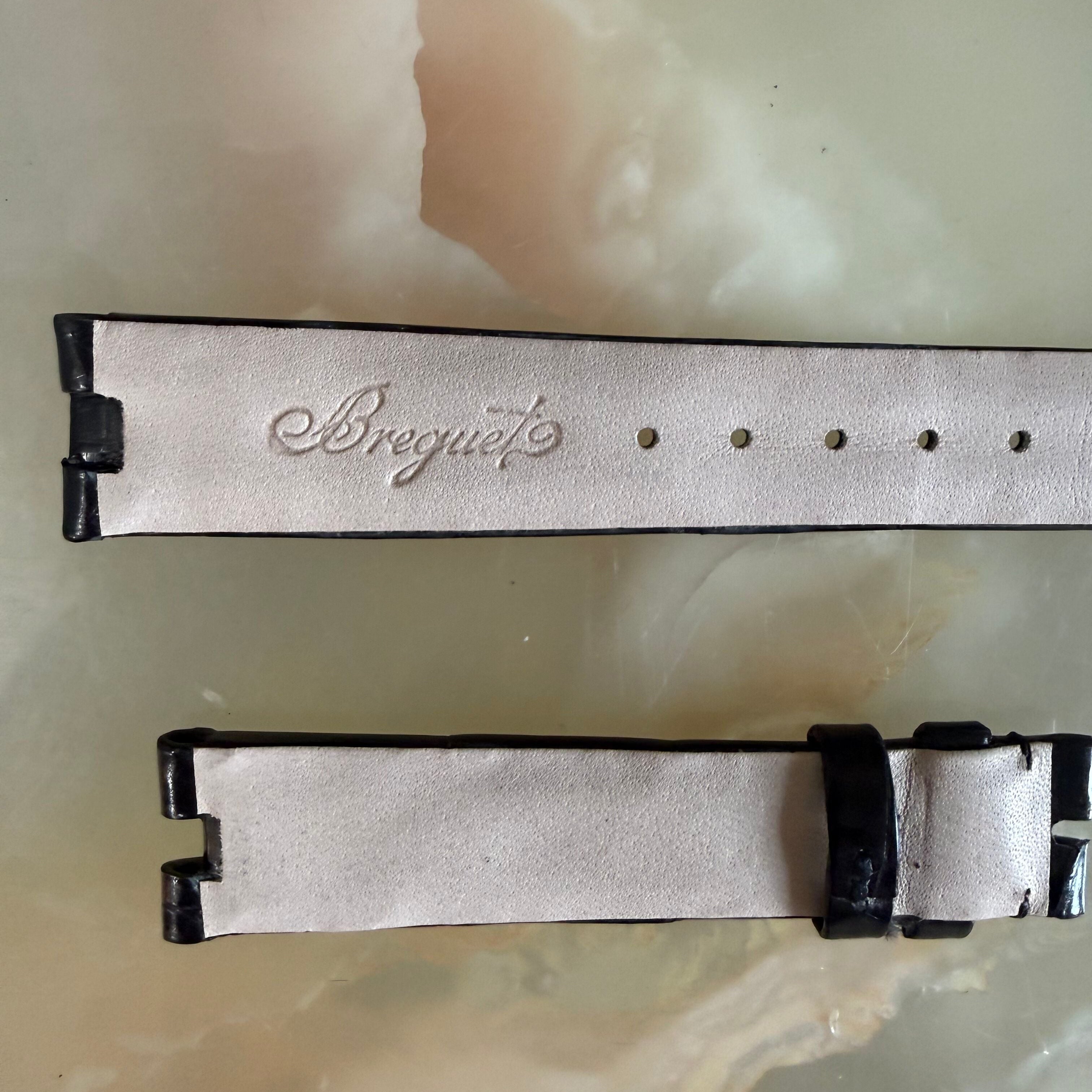 Authentic Breguet Reine De Naples Black Alligator Shiny Watch Band Strap 16mm