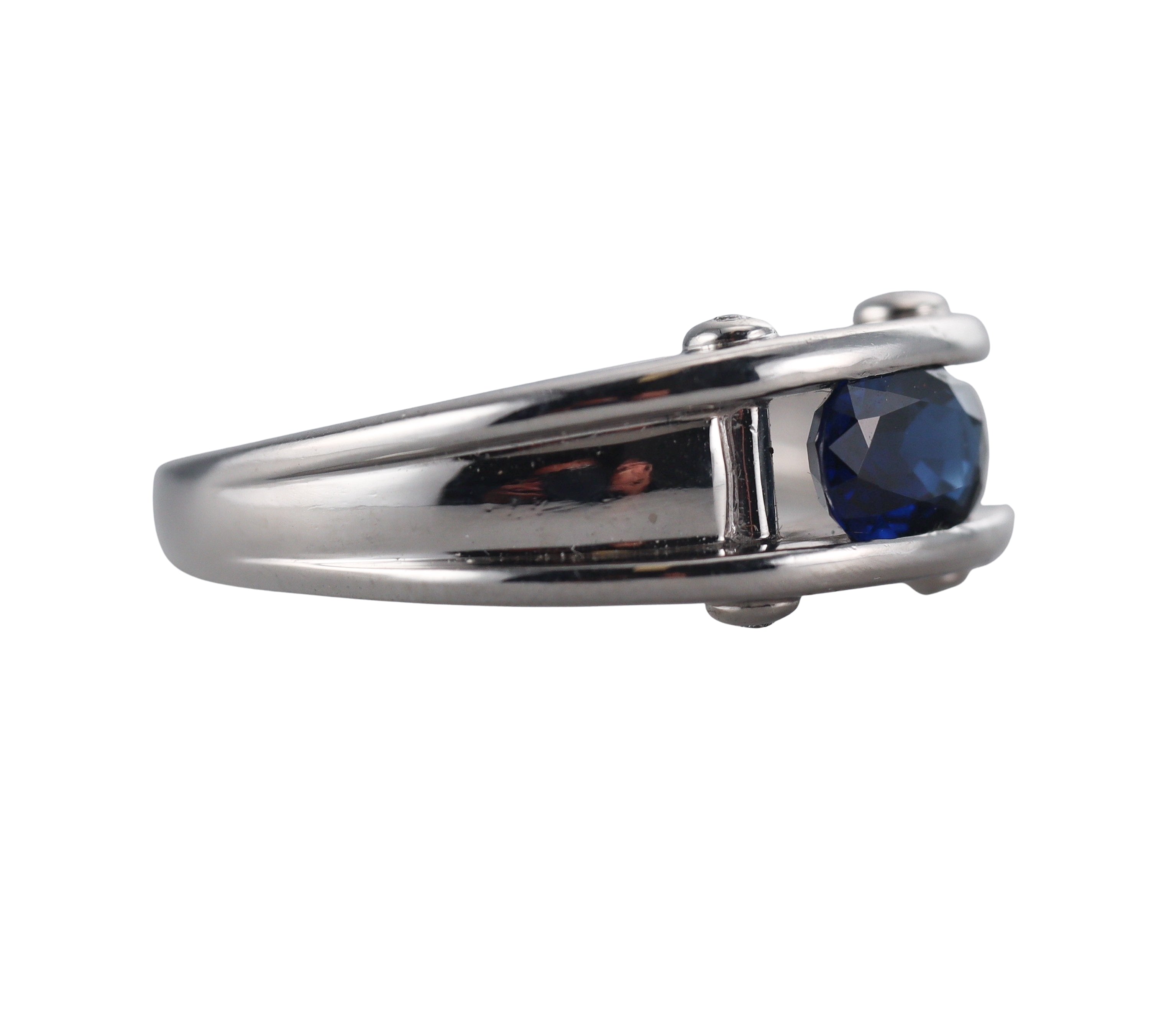 Platinum 0.99CT Sapphire Diamond Ring