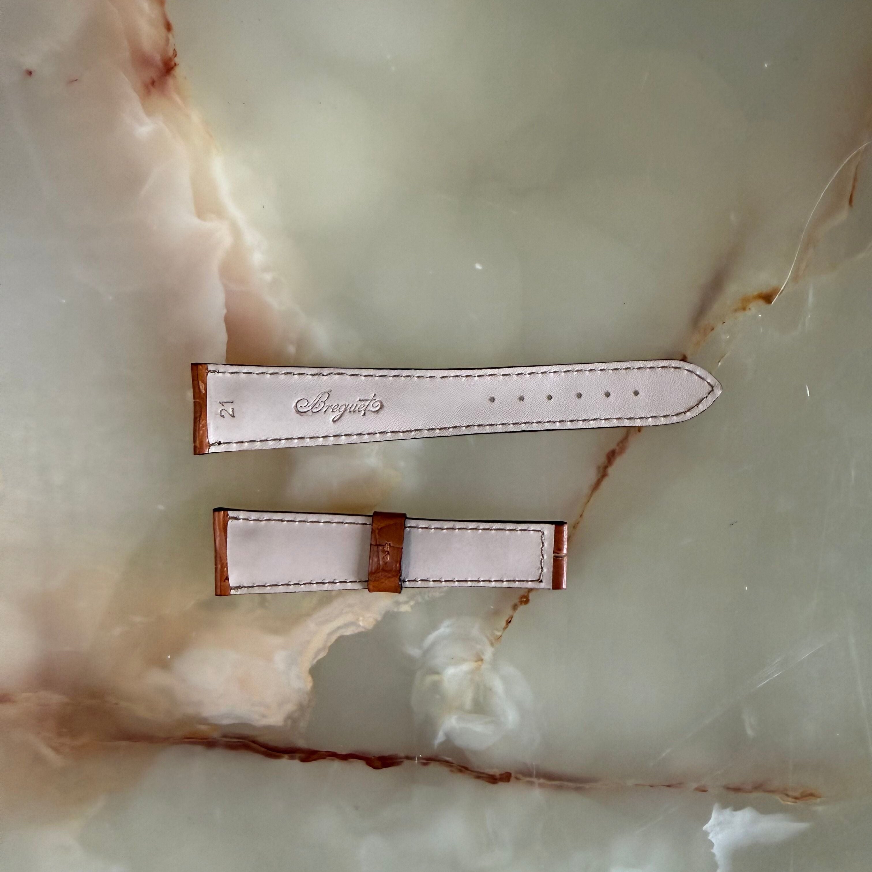 Authentic Breguet Brown Crocodile Padded Watch Band Strap 21mm