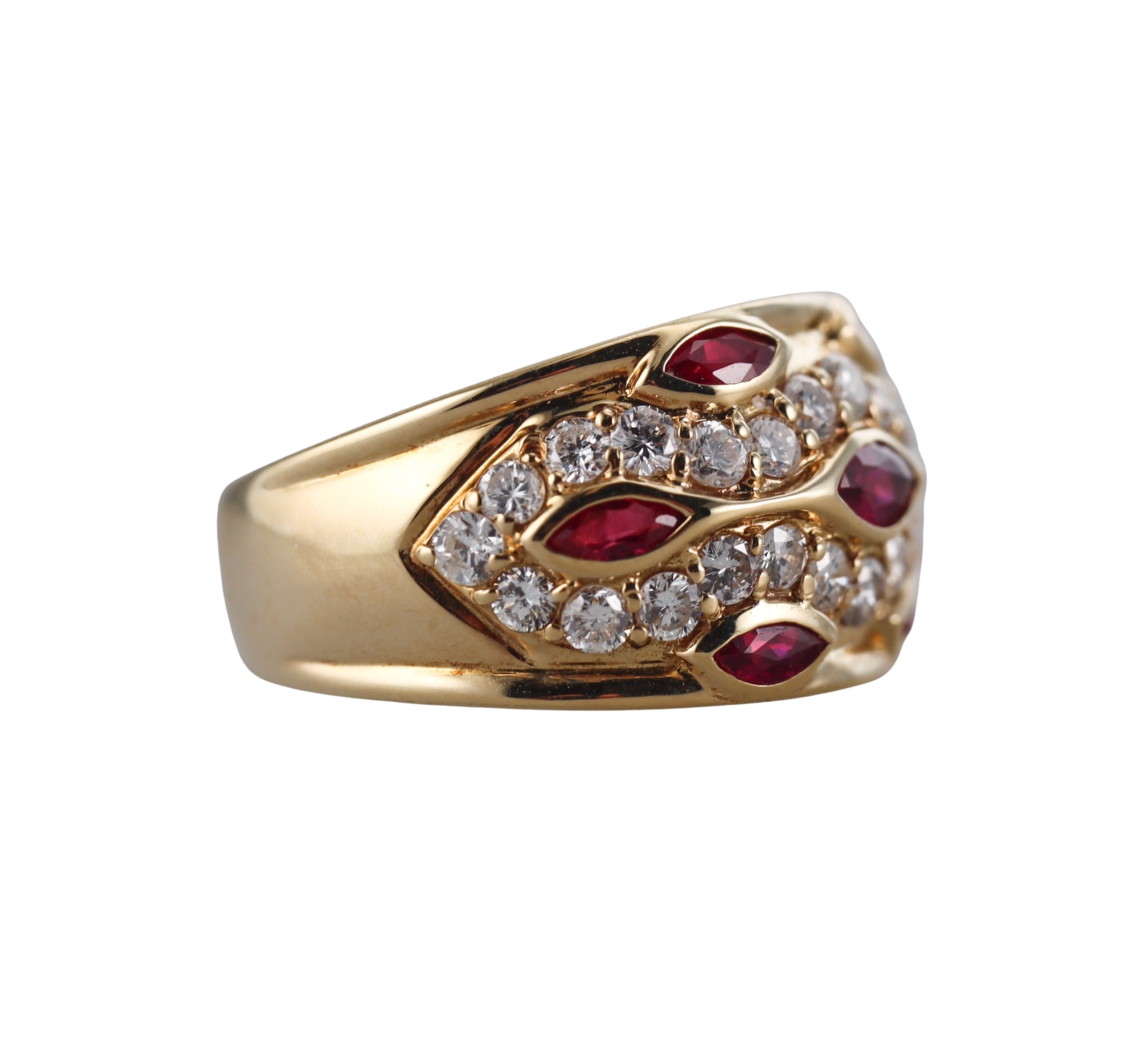 Vintage 18k Gold Ruby Diamond Ring Band