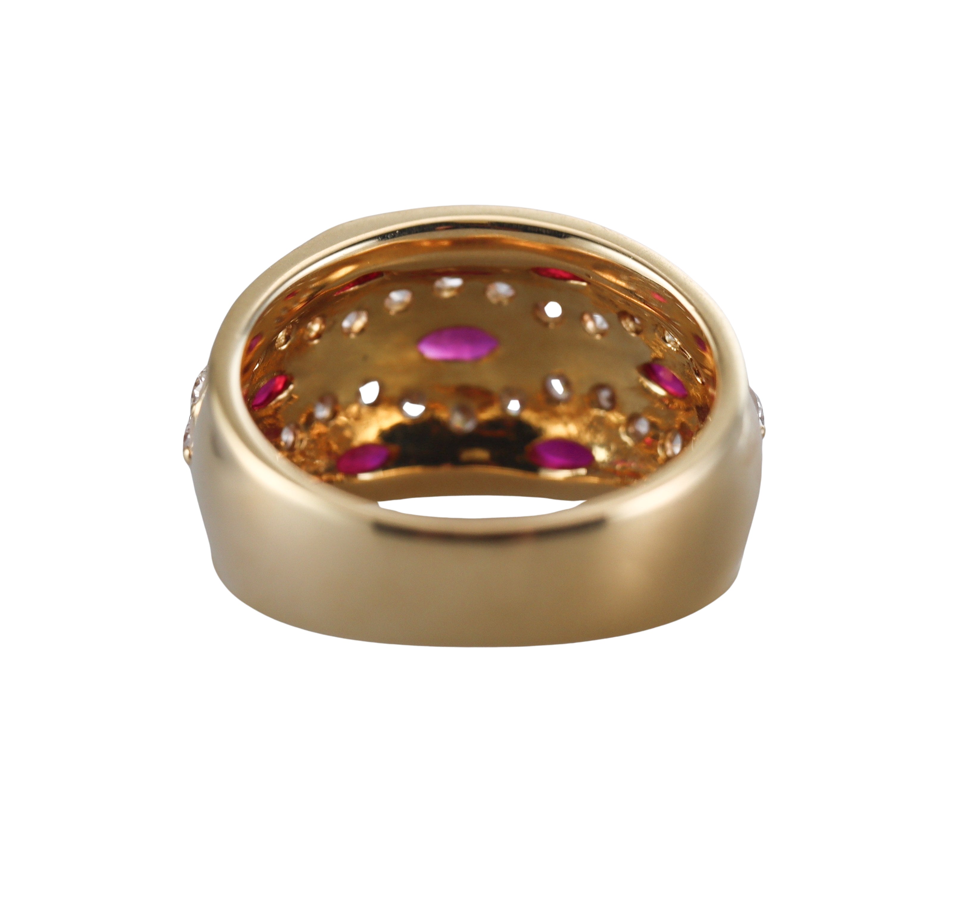 Vintage 18k Gold Ruby Diamond Ring Band