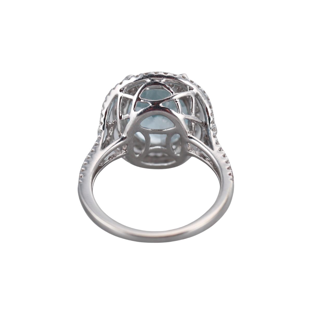 18k White Gold Aquamarine Diamond Ring