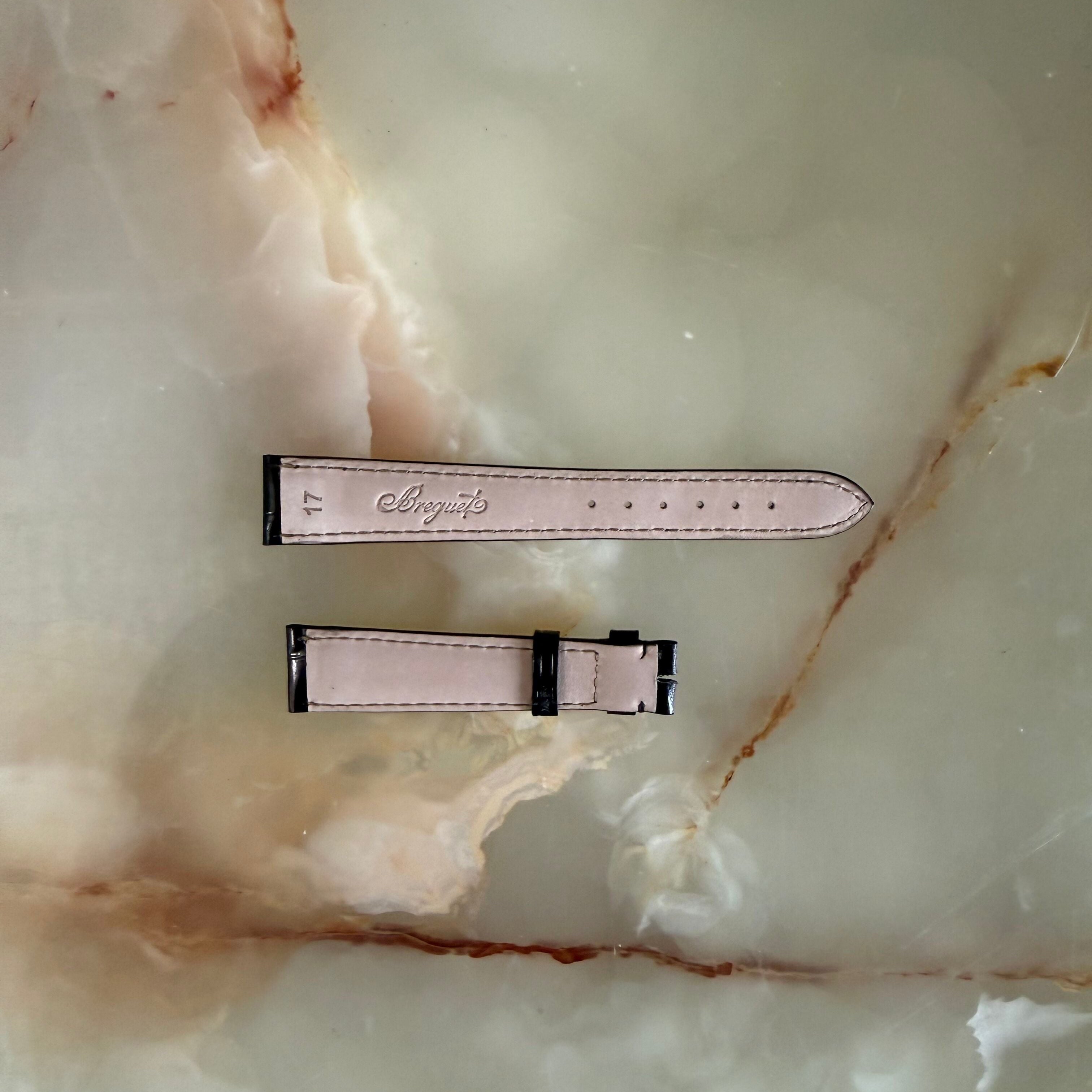 Authentic Breguet Black Alligator Shiny Watch Band Strap 17mm