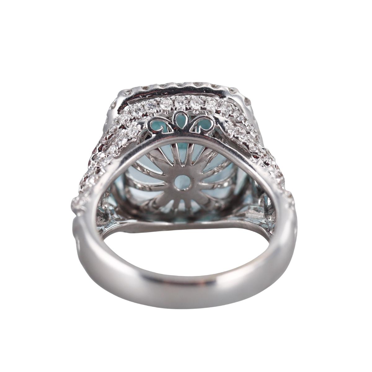 18k Gold 8.96ct Aquamarine Diamond Ring