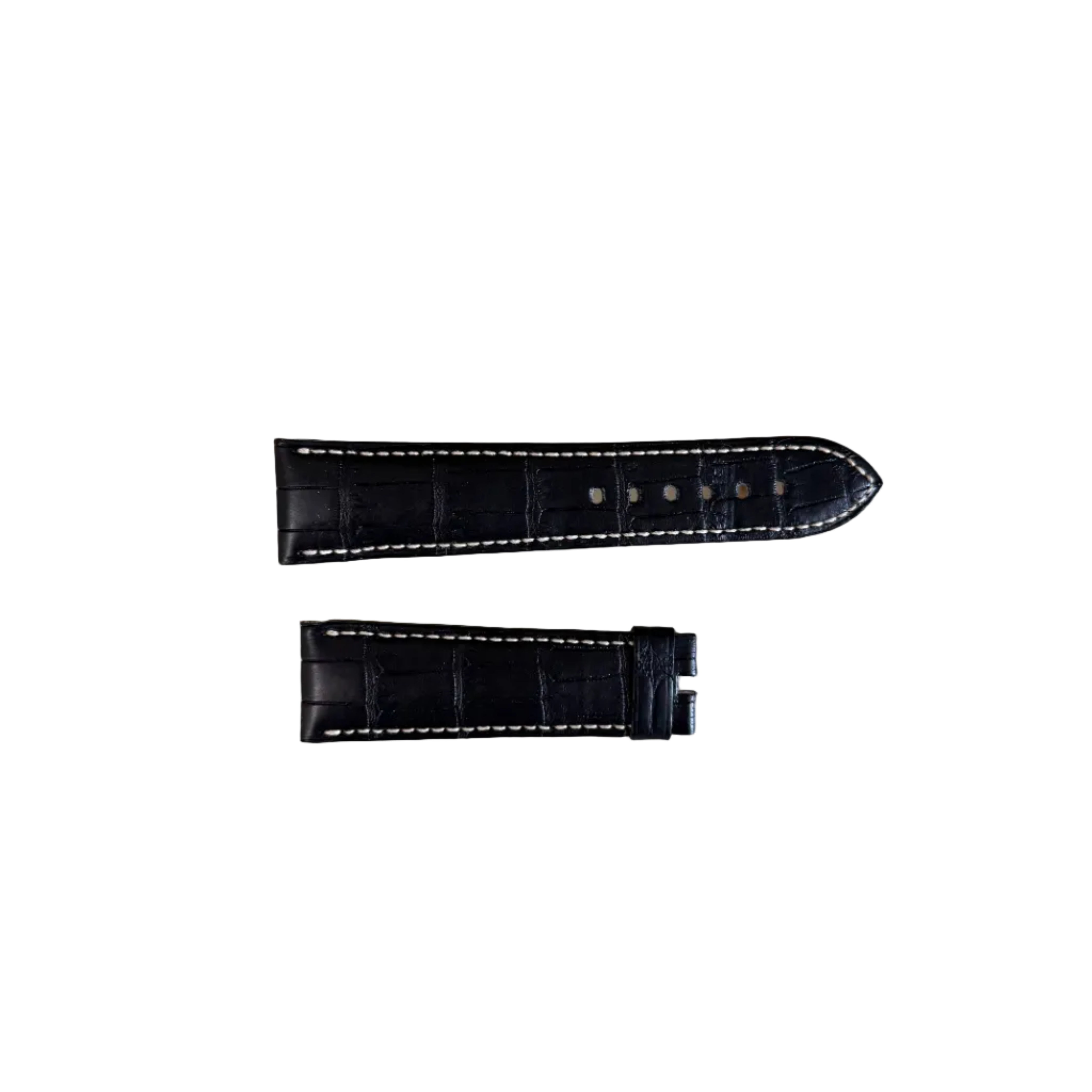 Authentic Breguet Black Alligator Cream Stitching Padded Watch Band Strap 23mm
