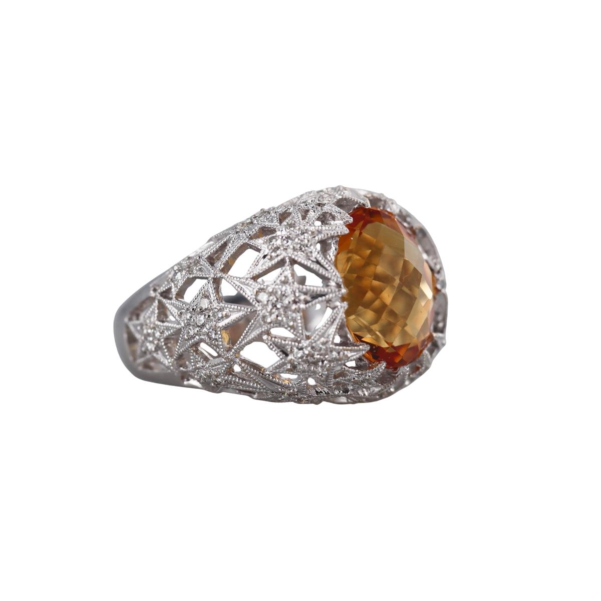 18k Gold Citrine Diamond Ring