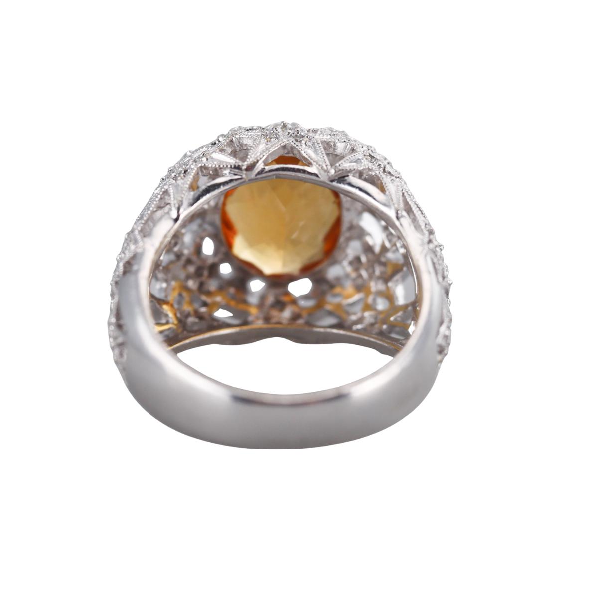 18k Gold Citrine Diamond Ring