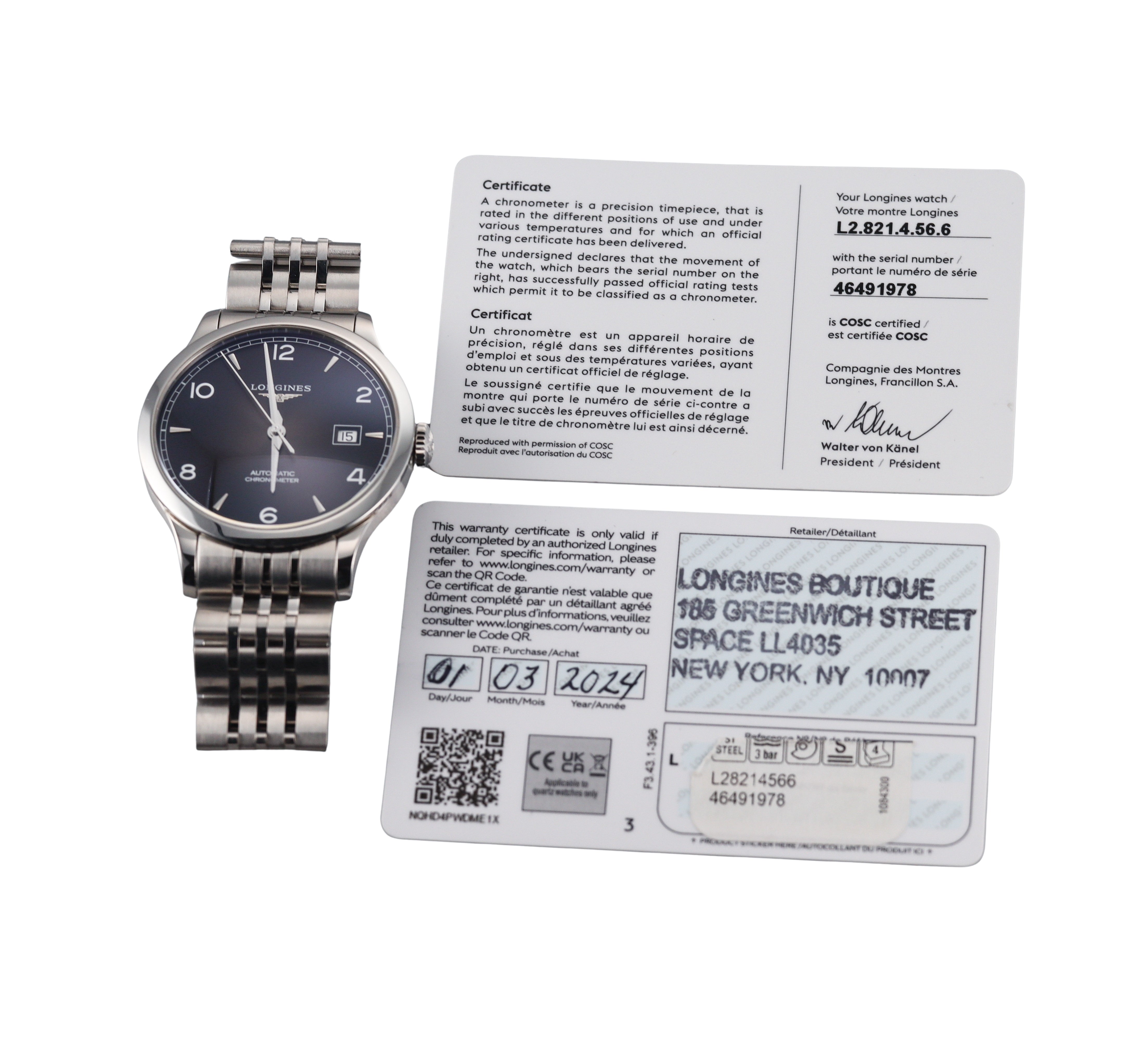 Longines Elegance Collection Record Automatic Watch L2.821.4.56.6