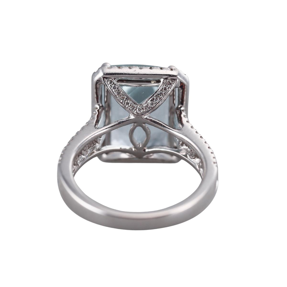 18k Gold 6.70ct Aquamarine Diamond Ring