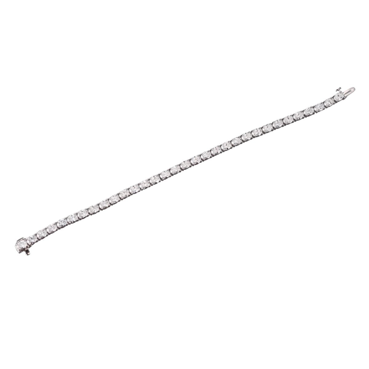 Solid 14k Gold Lab Grown 9.91 Ctw Oval Diamond Tennis Bracelet