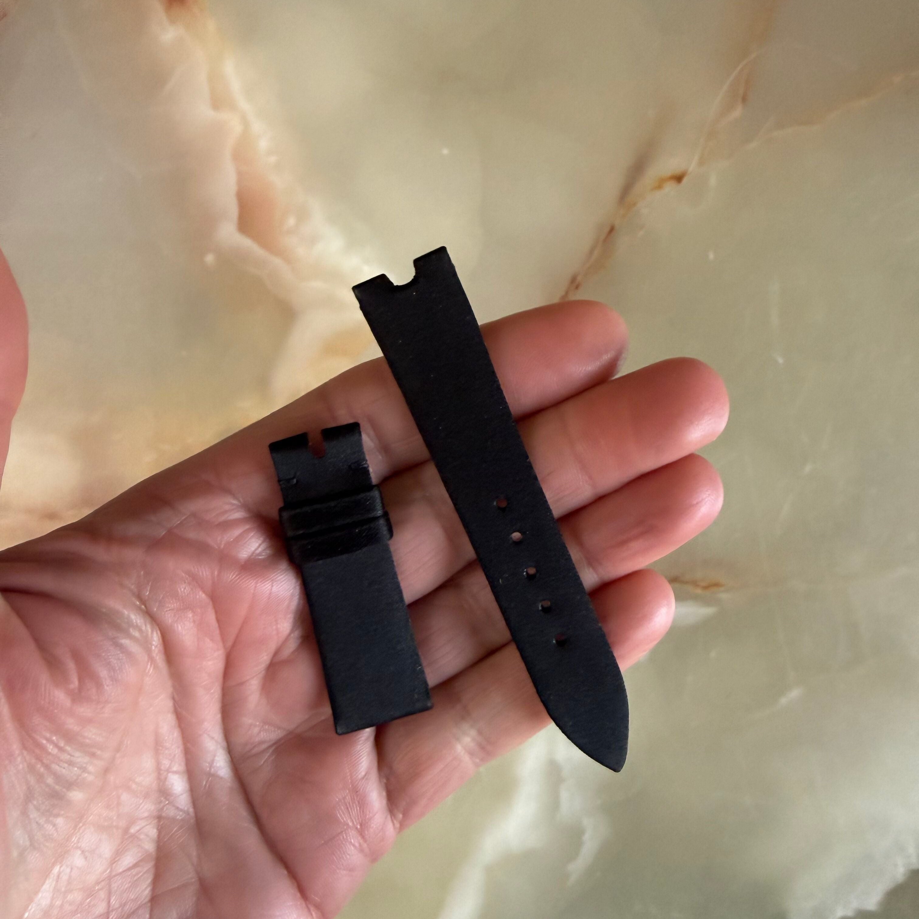 Authentic Breguet Reine De Naples Black Satin Leather Watch Band Strap 16mm