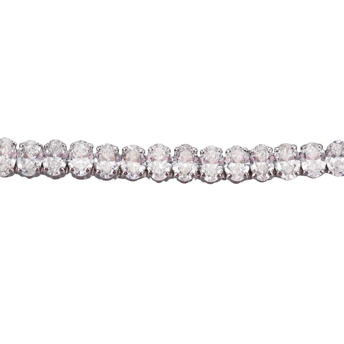 Solid 14k Gold Lab Grown 15.50ctw Oval Diamond Tennis Bracelet