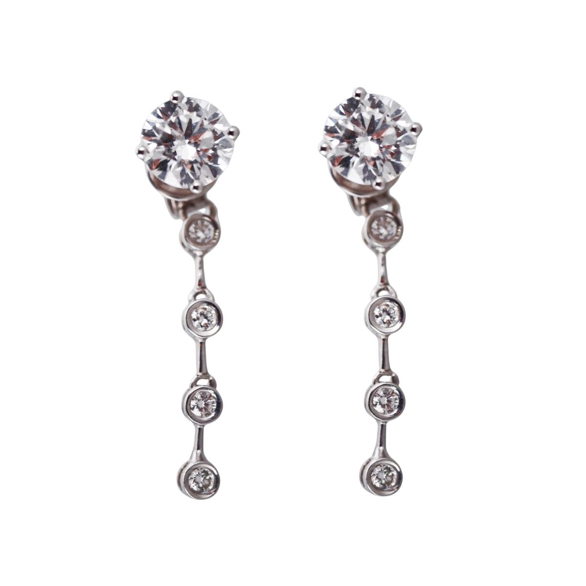 Solid 14k Gold Lab Grown 2.09ctw Diamond Drop Earrings