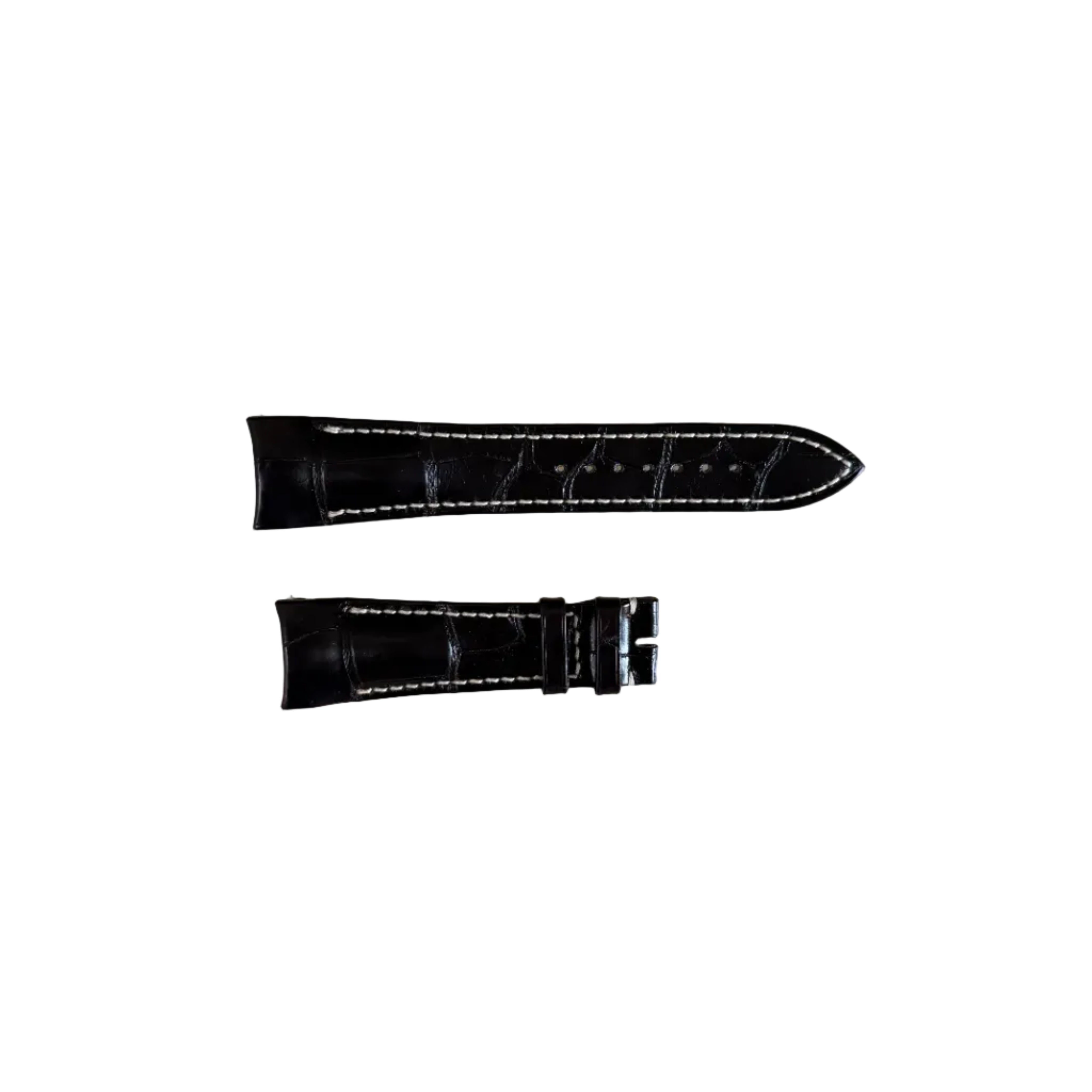 Authentic Breguet Black Alligator Cream Stitching Padded Watch Strap Band 22mm