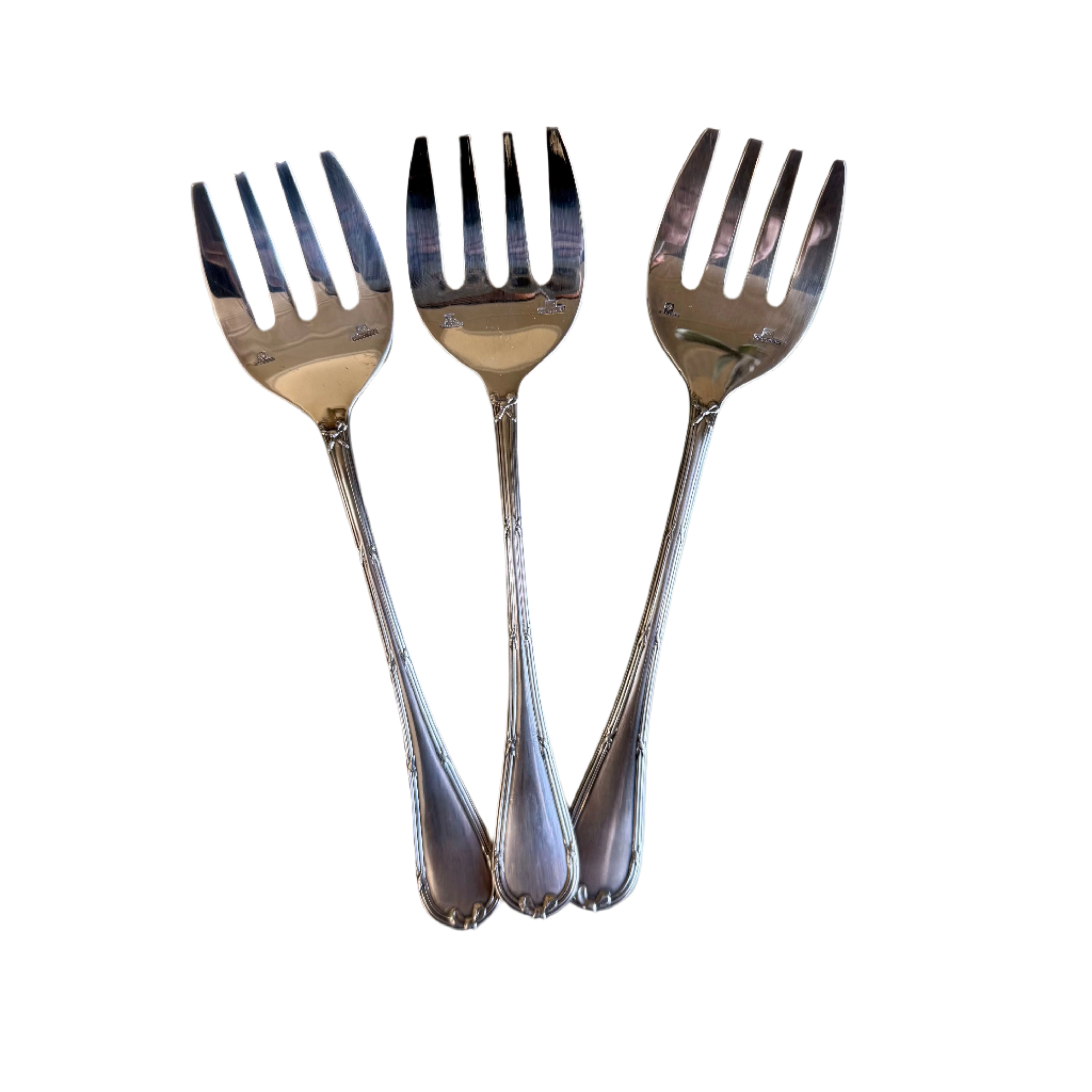 Christofle Rubans Silver Plated Sardine Fork Set of 3