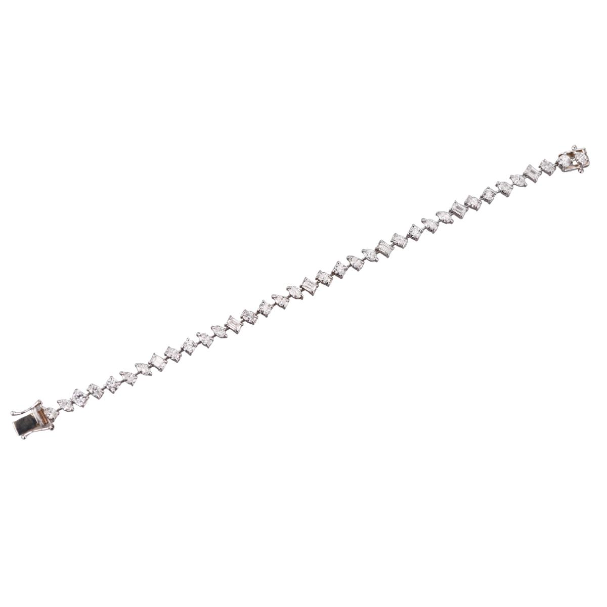 Solid 14k Gold Mixed Cut Lab Grown 5.40ctw Diamond Bracelet