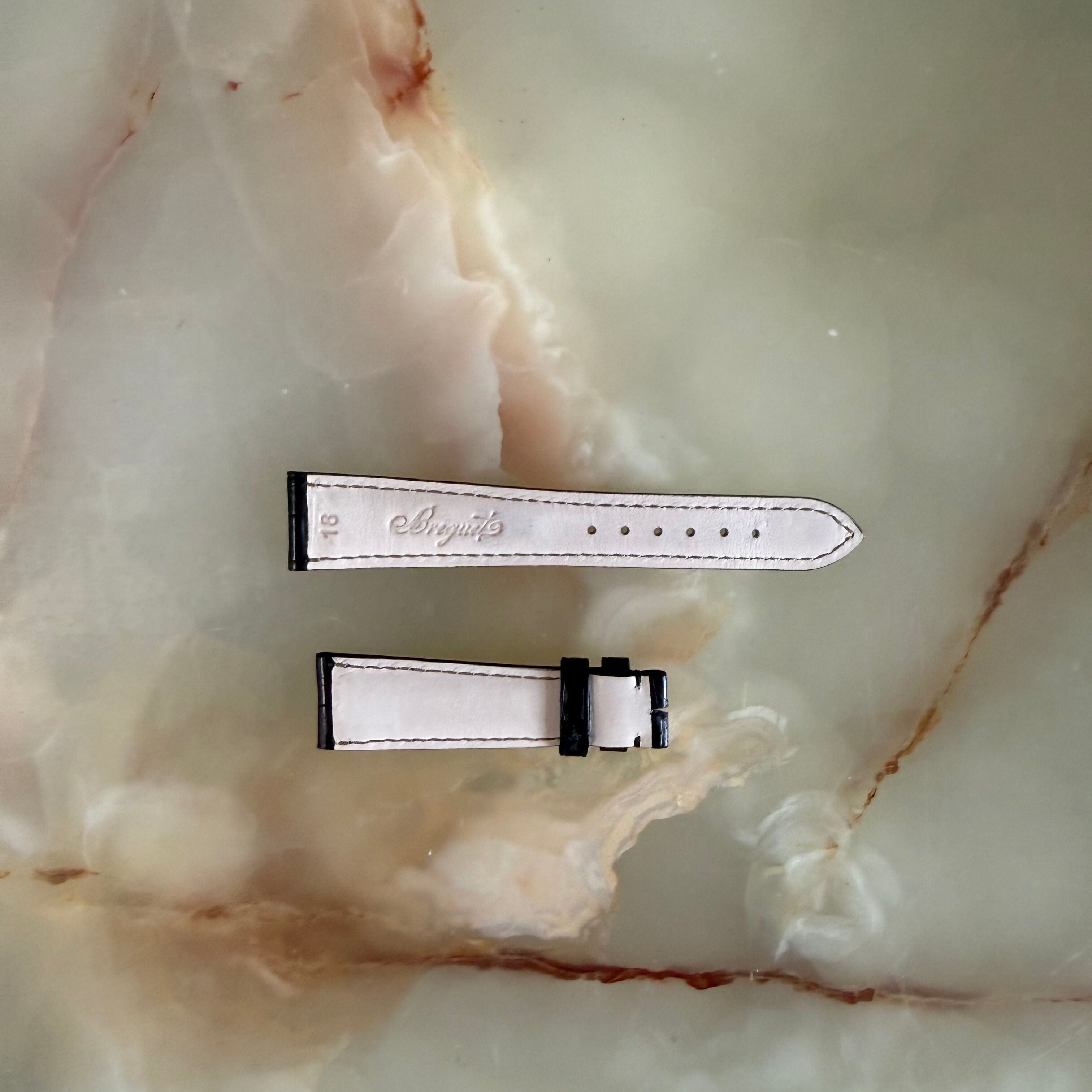 Authentic Breguet Black Alligator Watch Band Strap 18mm