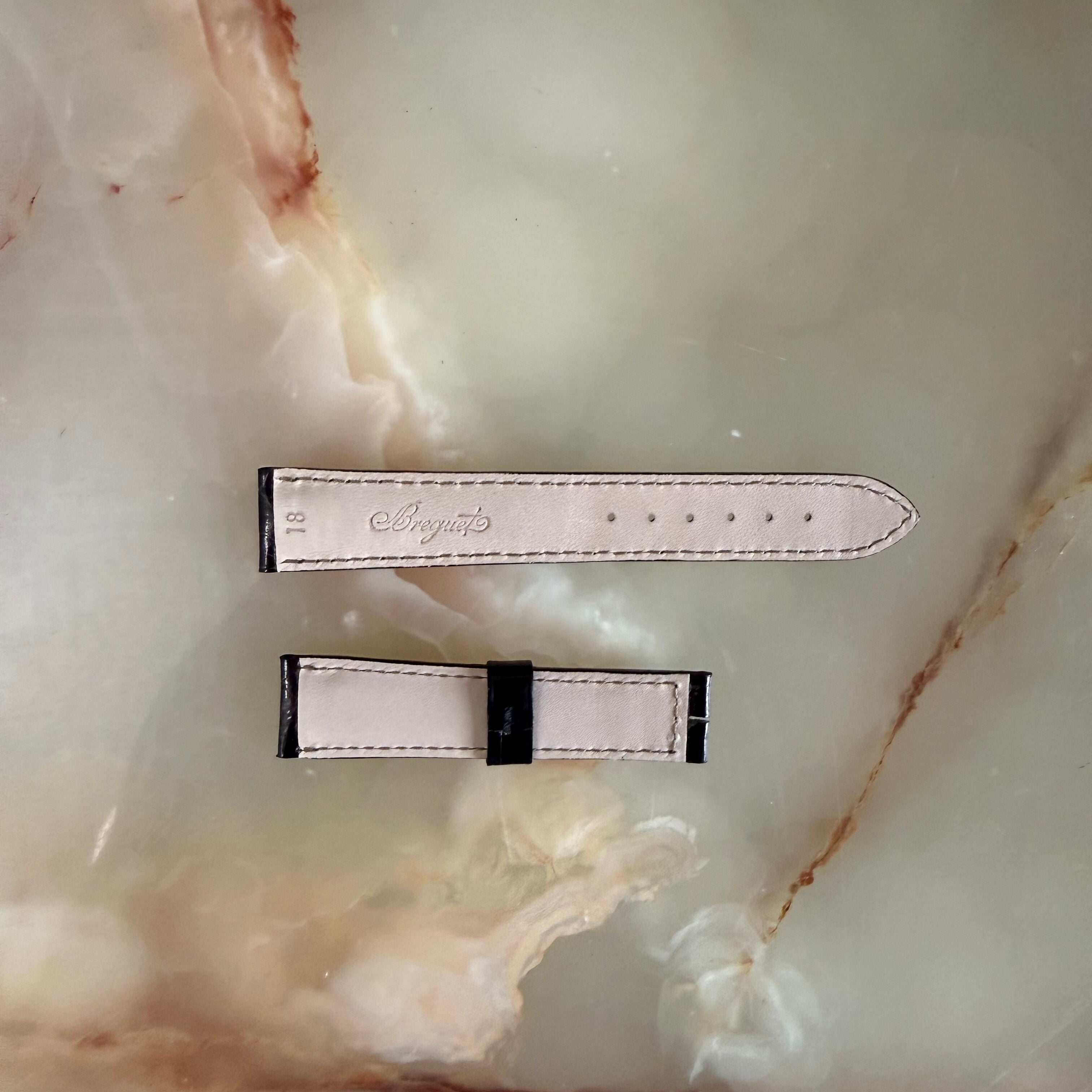 Authentic Breguet Black Alligator Shiny Watch Band Strap 18mm