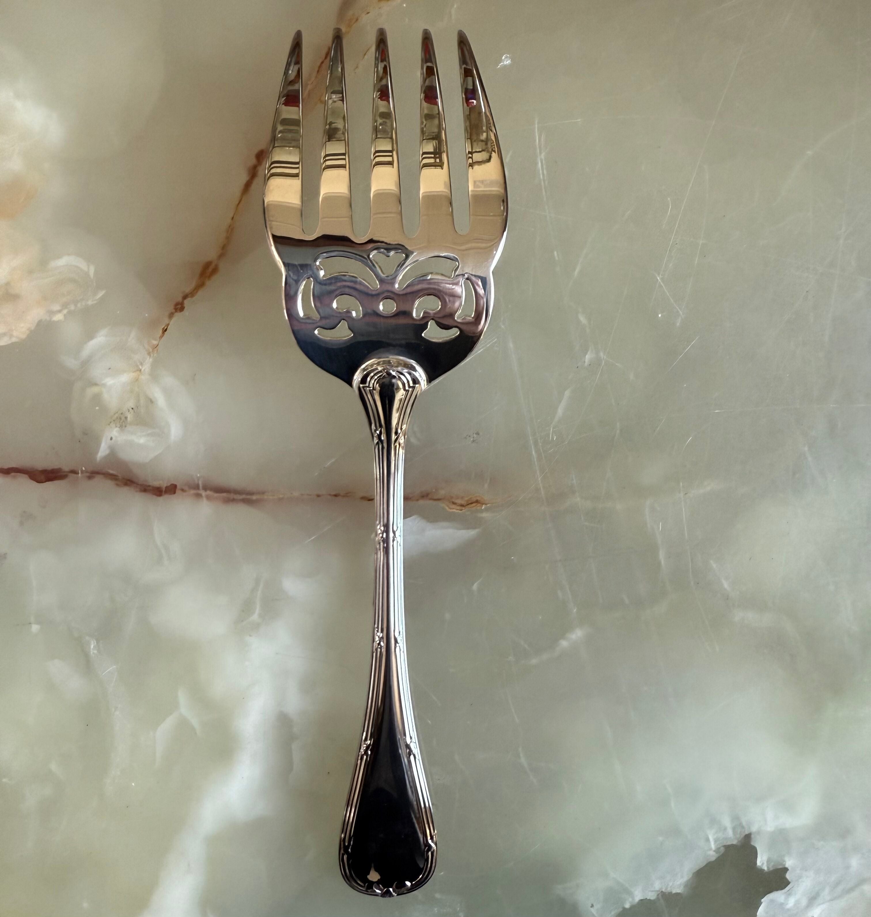 Christofle Rubans Silver Plated Old Style Fish Serving Fork