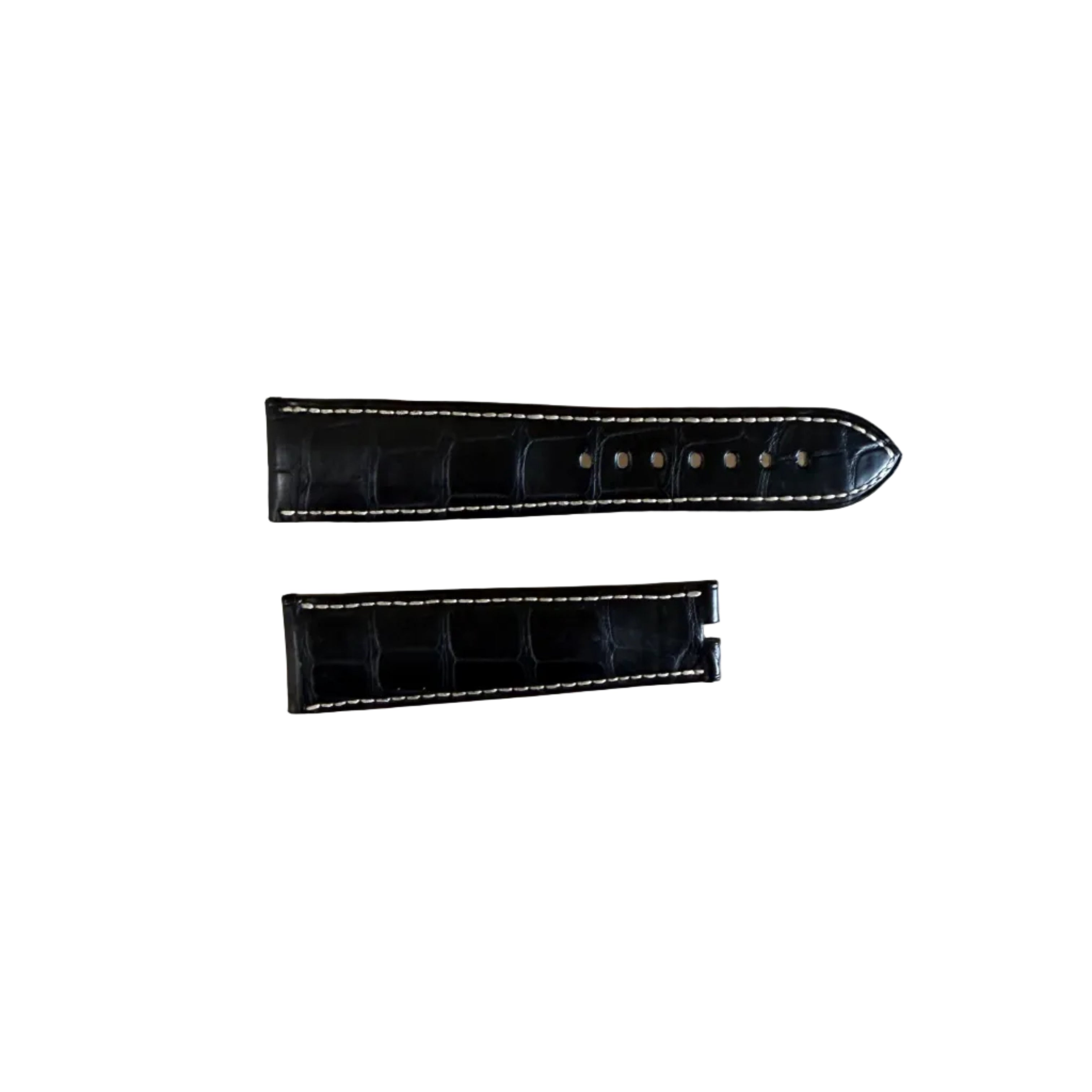 Authentic Breguet Black Alligator Cream Stitching Padded Watch Band Strap 23mm