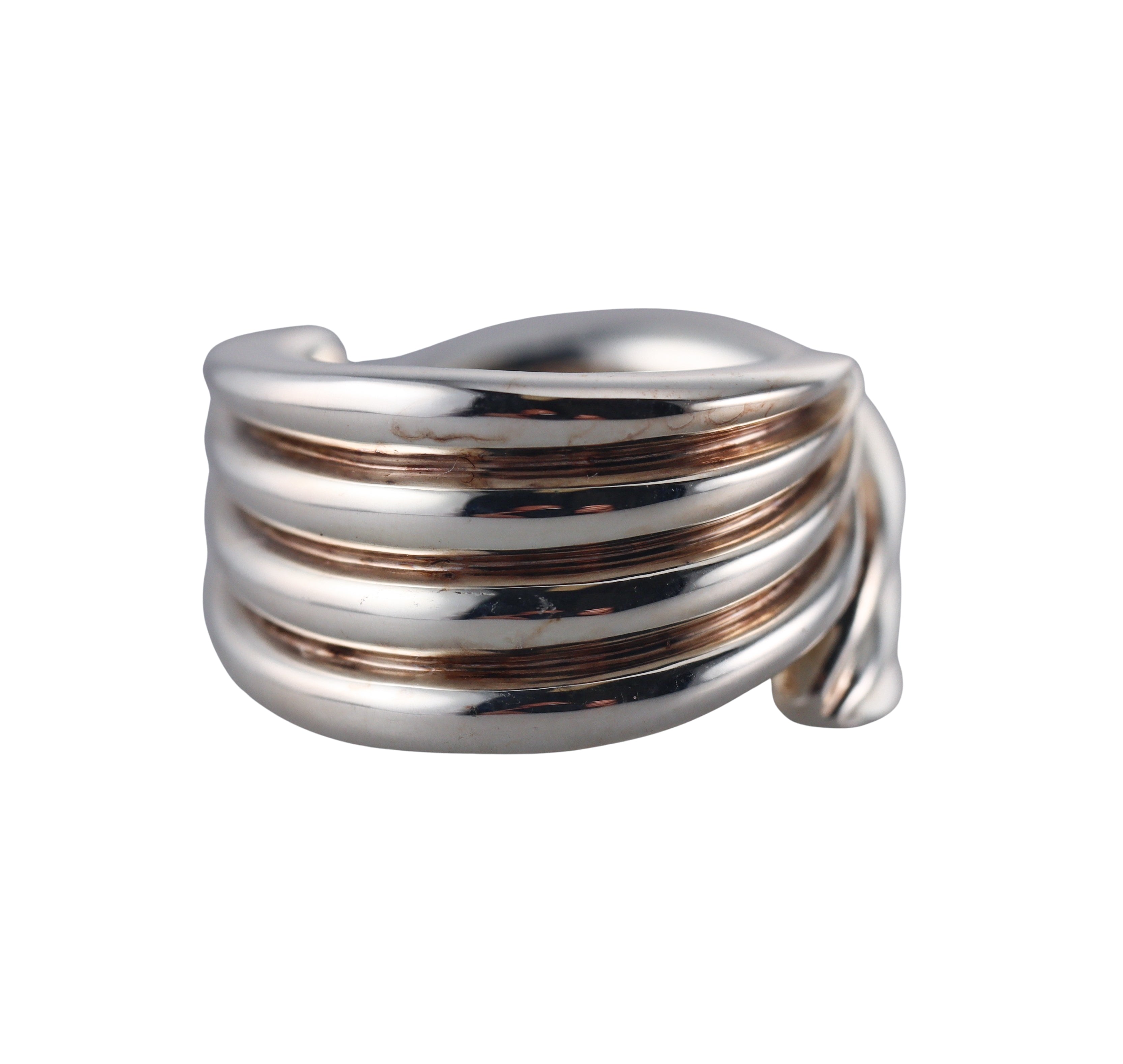 Salvatore Ferragamo Wedge Sterling Silver Band Ring 703429