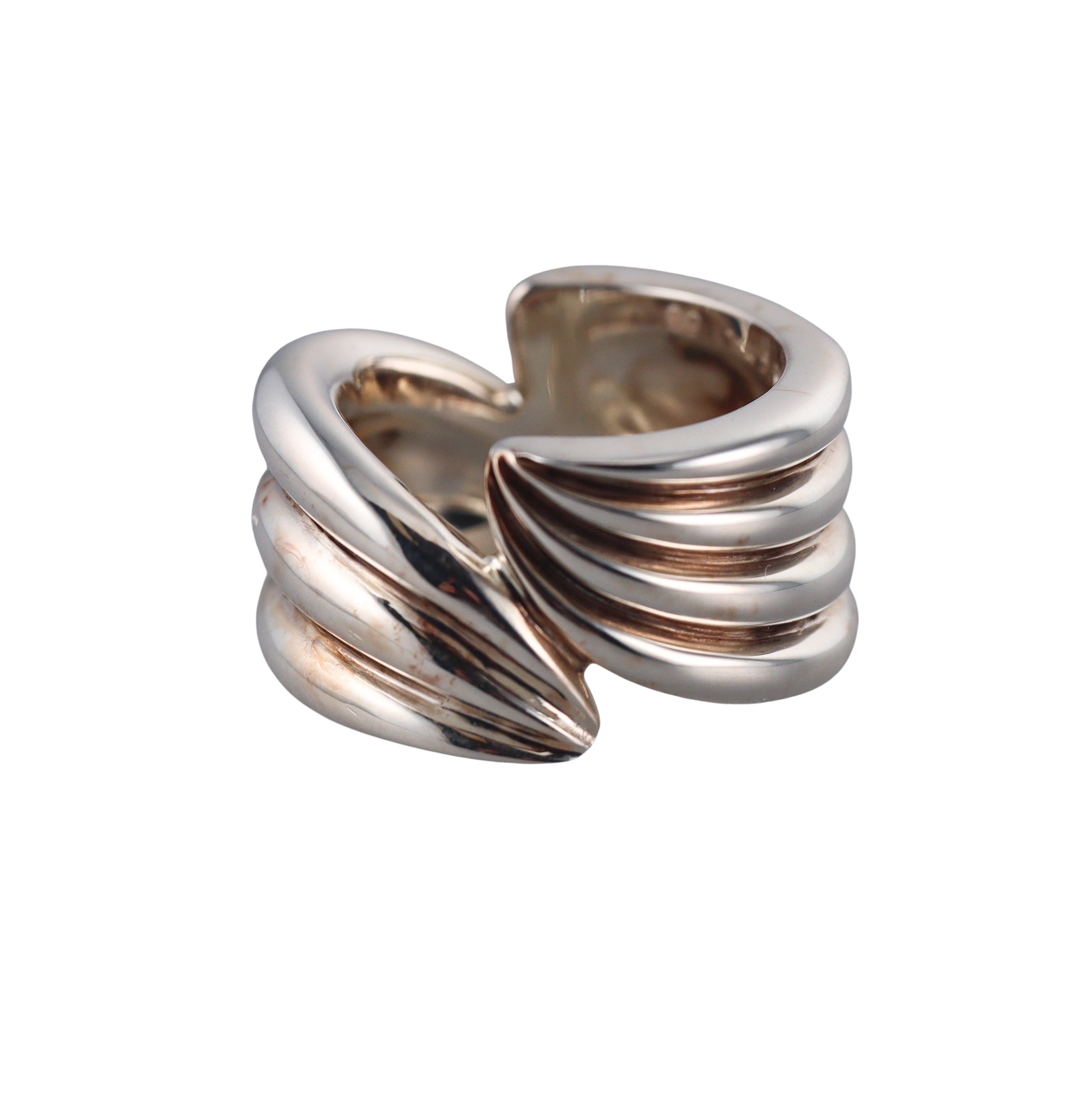 Salvatore Ferragamo Wedge Sterling Silver Band Ring 703429