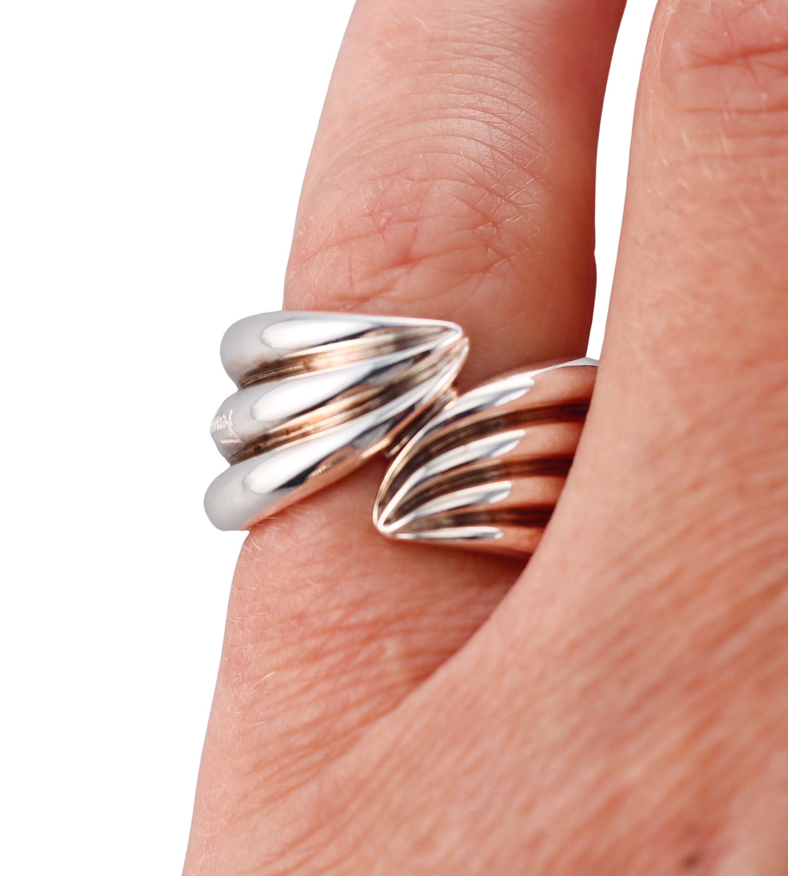 Salvatore Ferragamo Wedge Sterling Silver Band Ring 703429