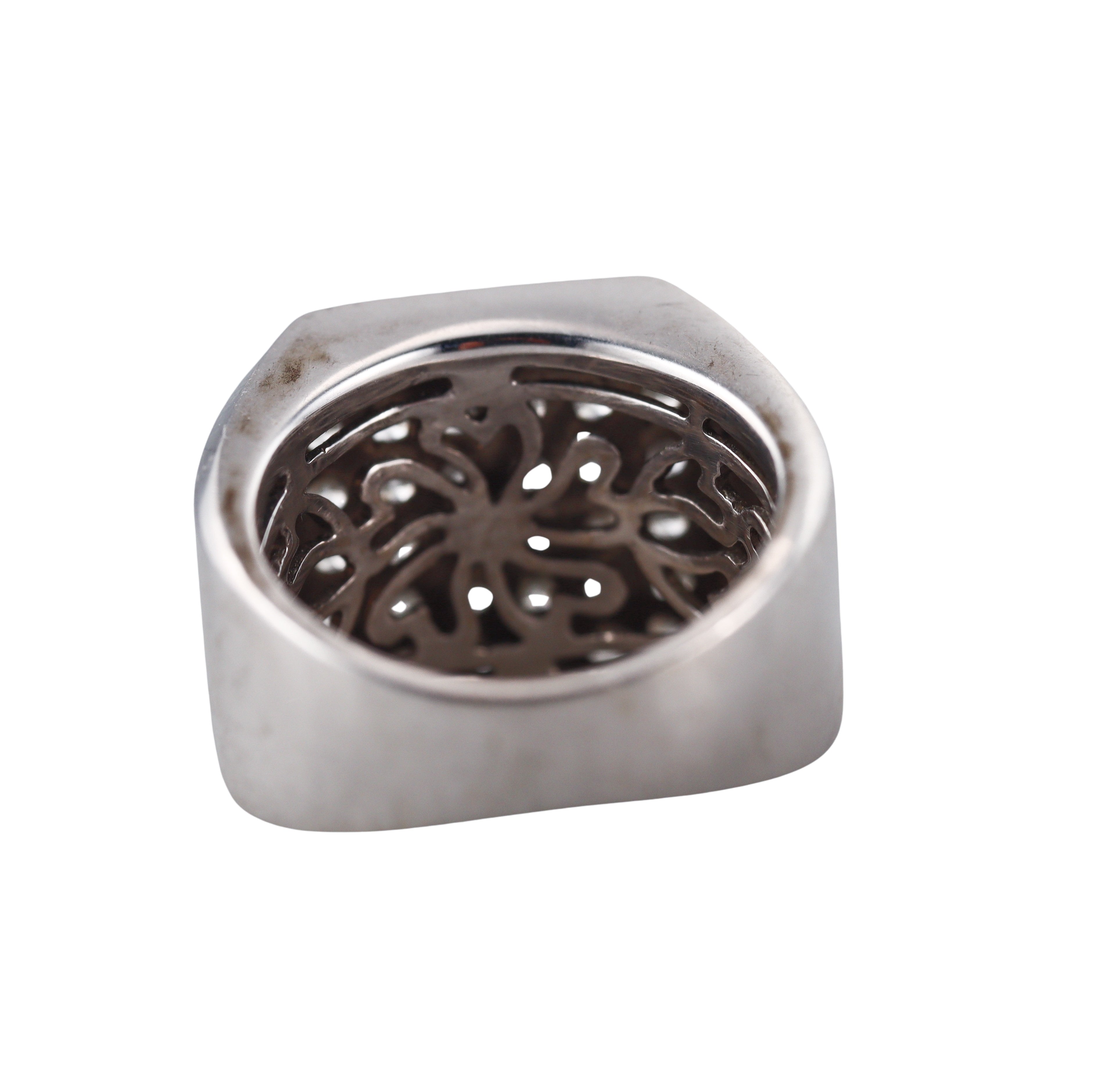 14k White Gold Diamond Signet Ring