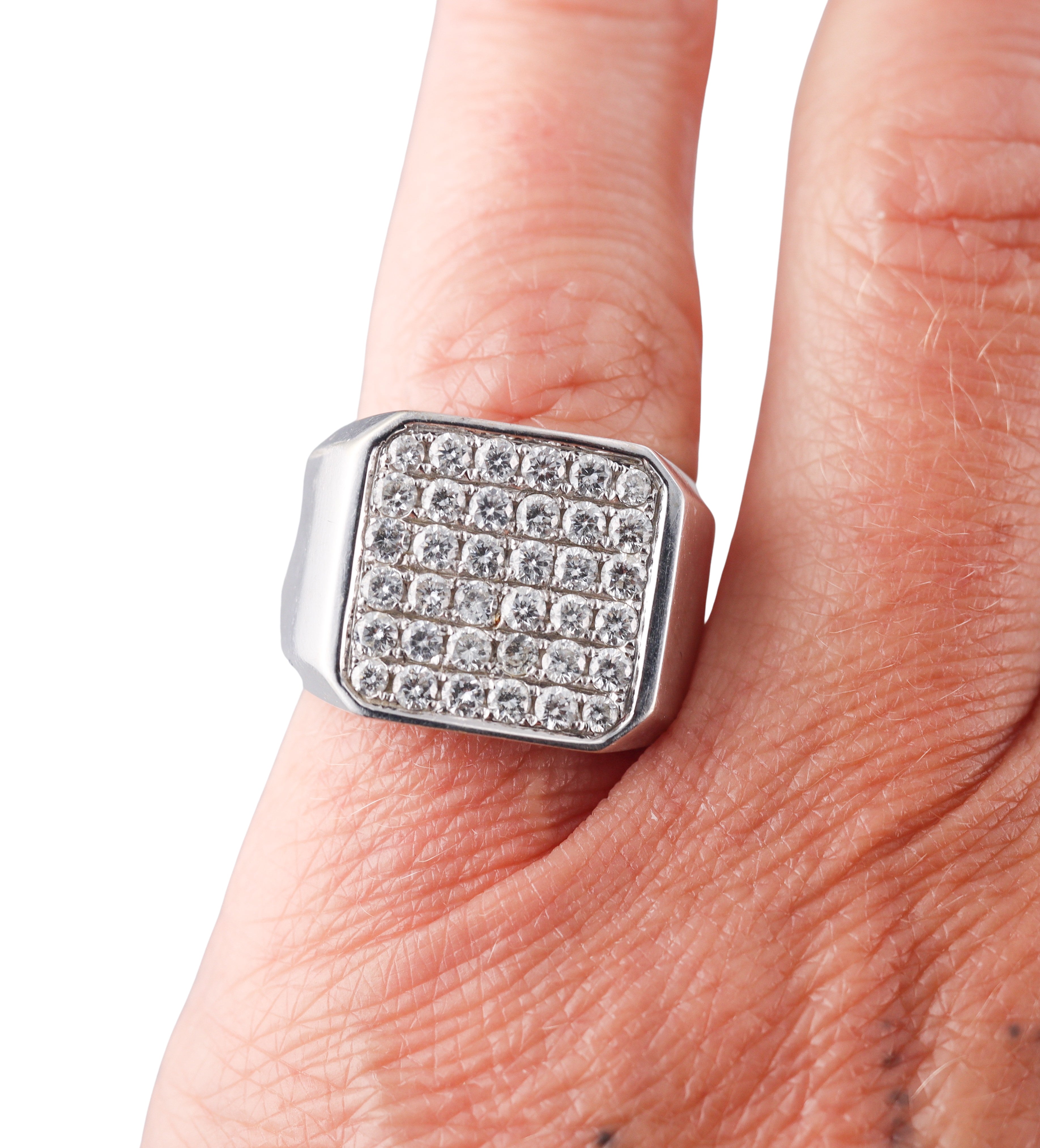 14k White Gold Diamond Signet Ring