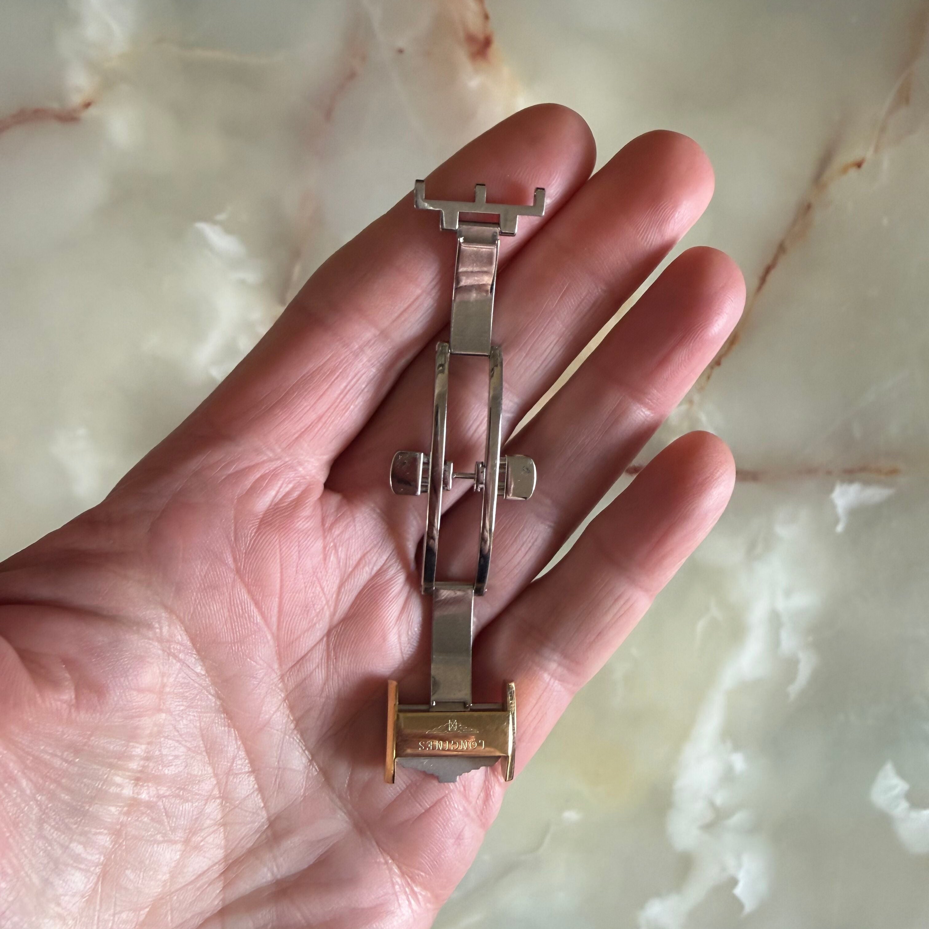 Authentic Longines Stainless Steel Gold/Silver Butterfly Watch Clasp 16mm