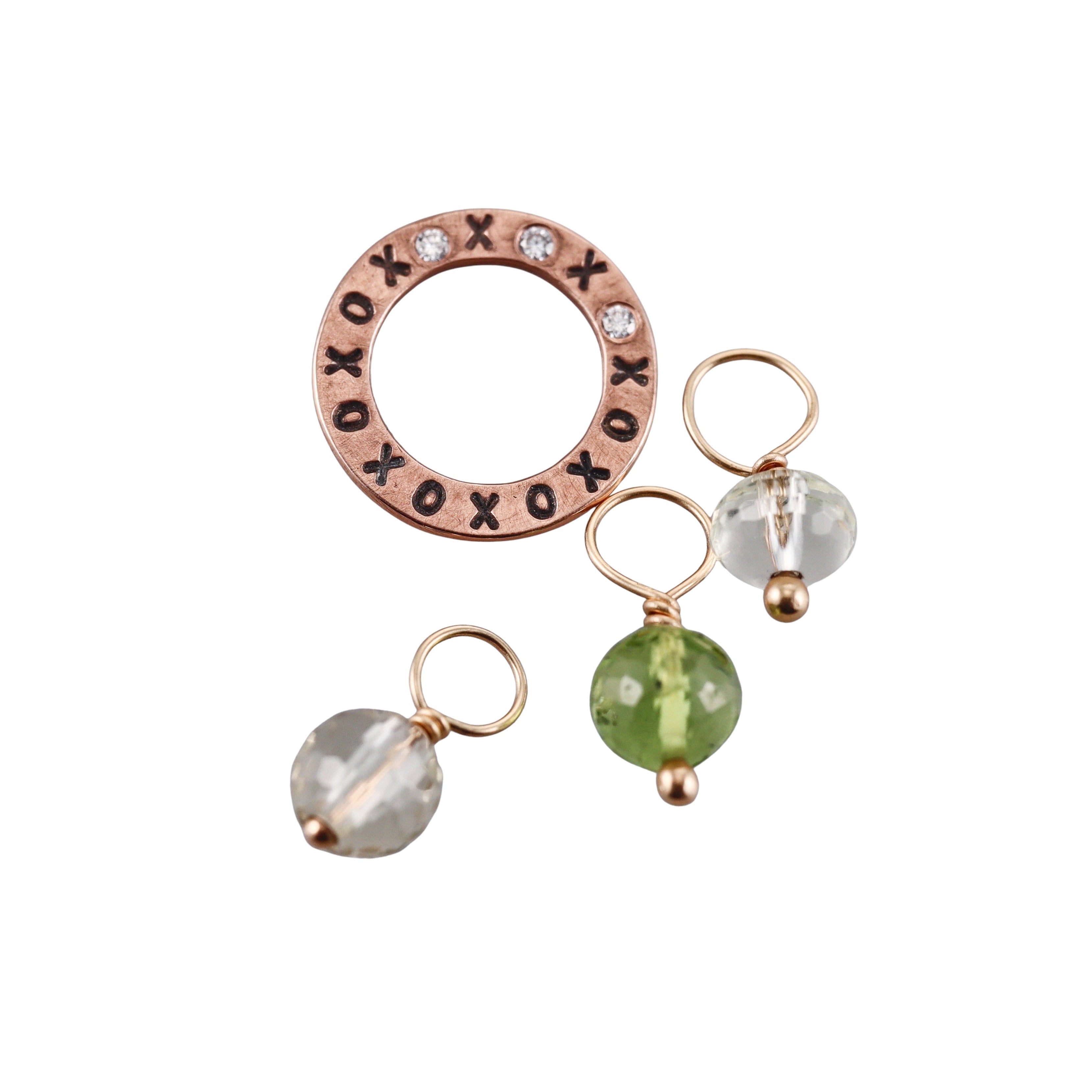 Heather Moore 14k Diamond XOXO Open Circle & Eye Catching Gemstones