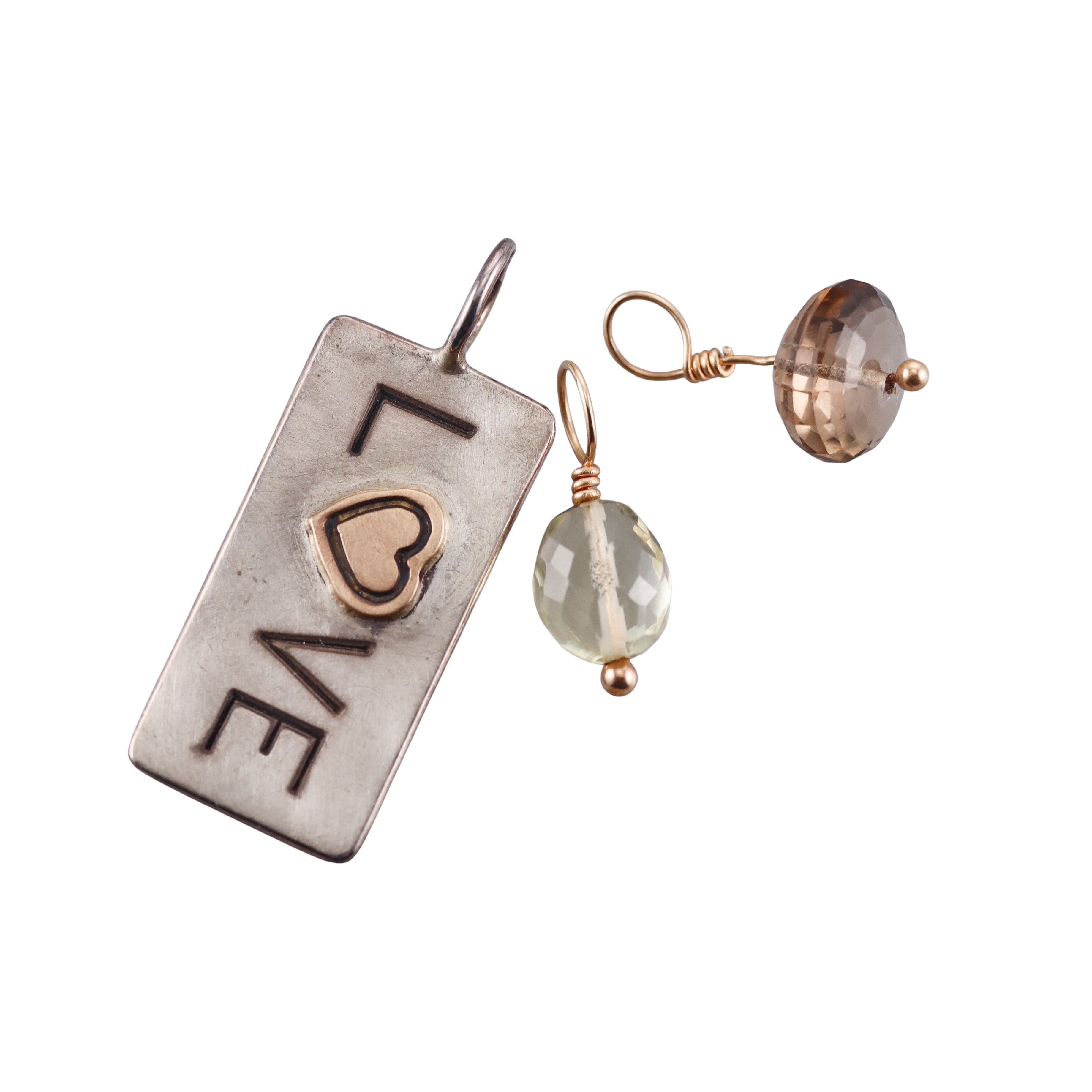Heather Moore Sterling Love Simple ID Tag & Eye Catching Gemstones Charm Pendant