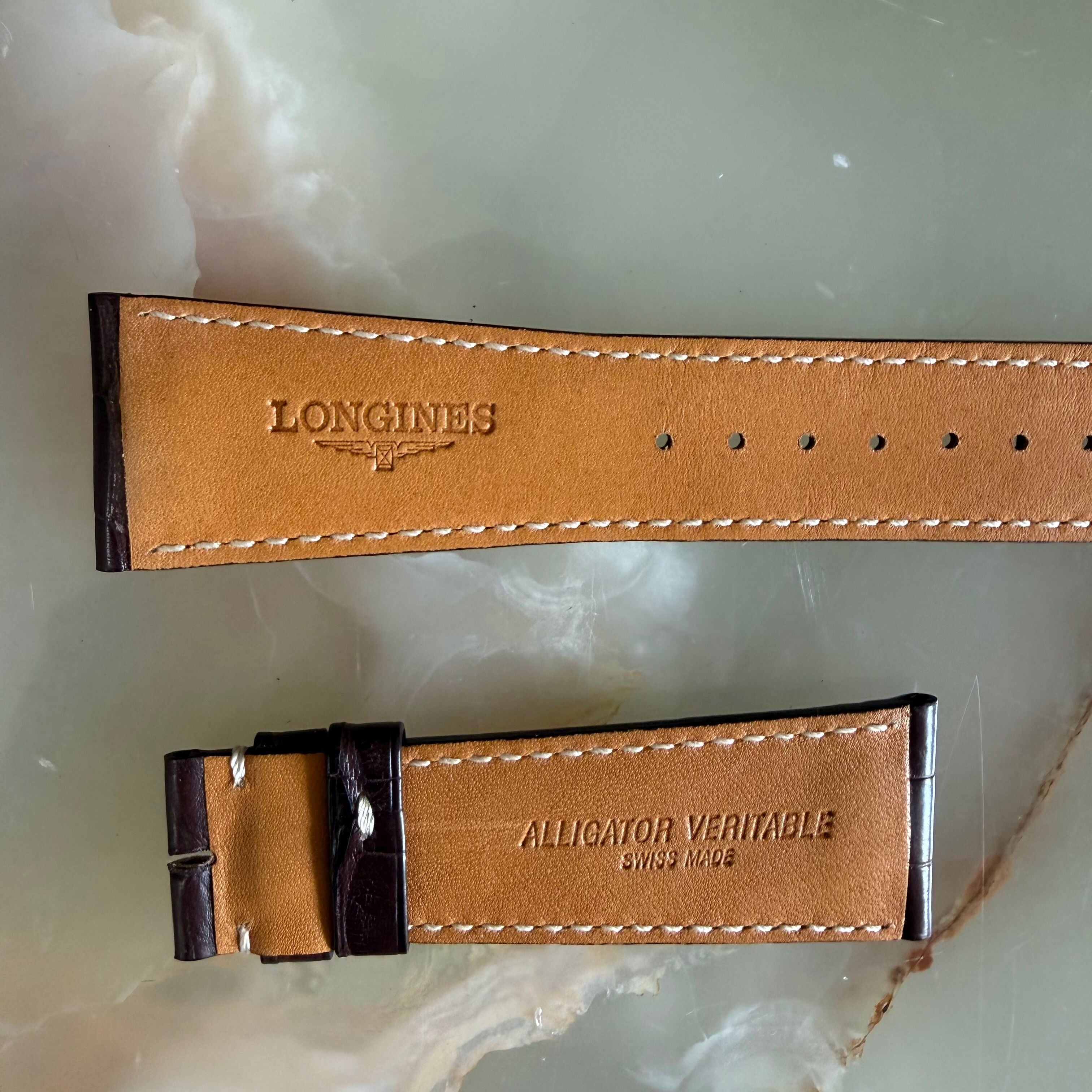 Authentic Longines Brown Alligator Watch Band Strap 25mm