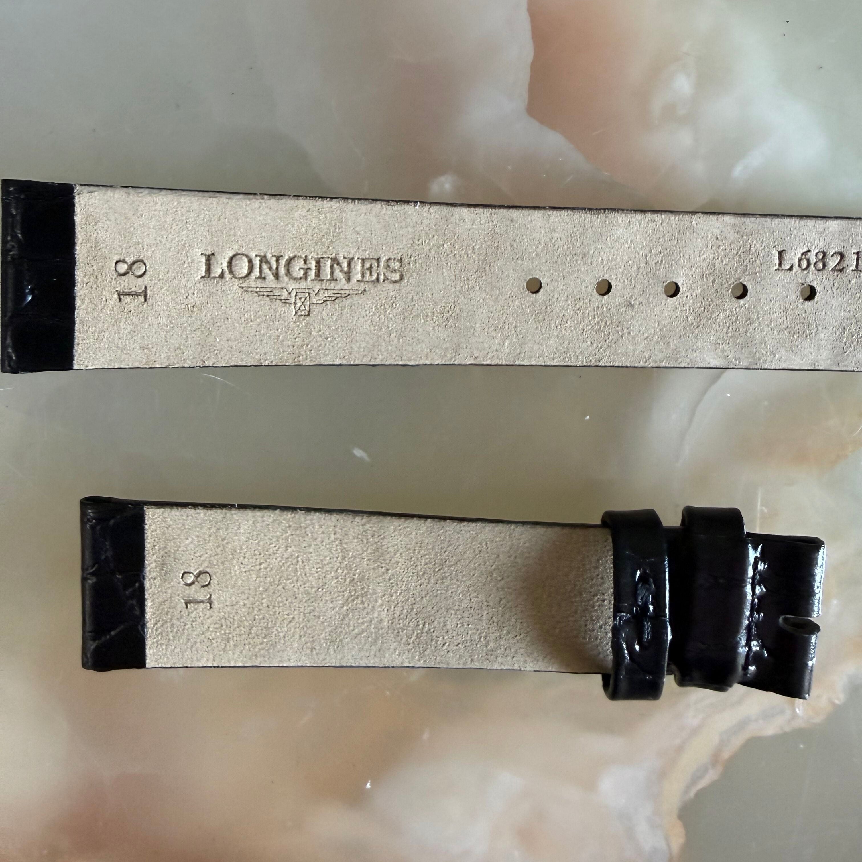 Authentic Longines Black Alligator Watch Strap Band 18mm L682101238