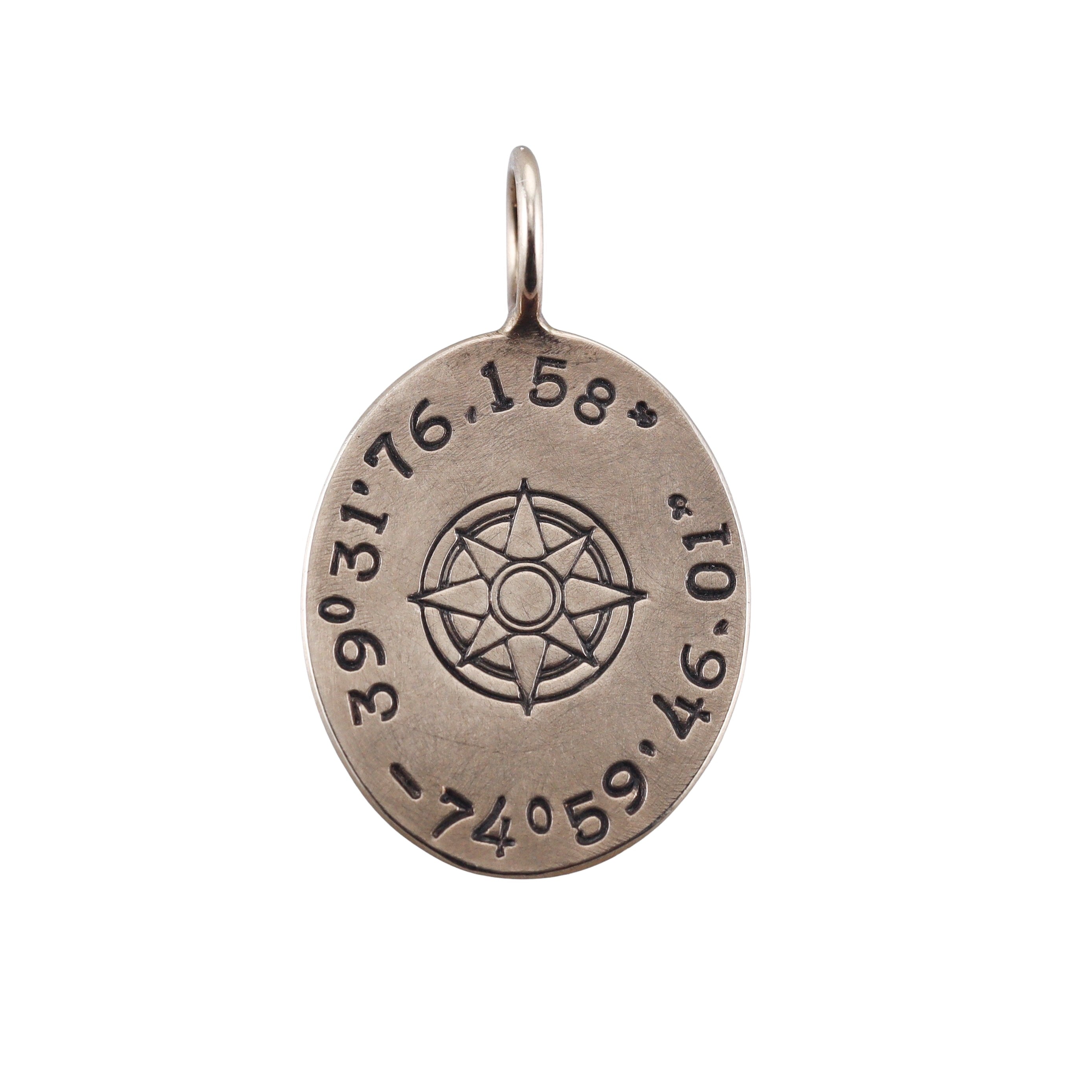 Heather Moore Sterling Latitude & Longitude Oval Charm