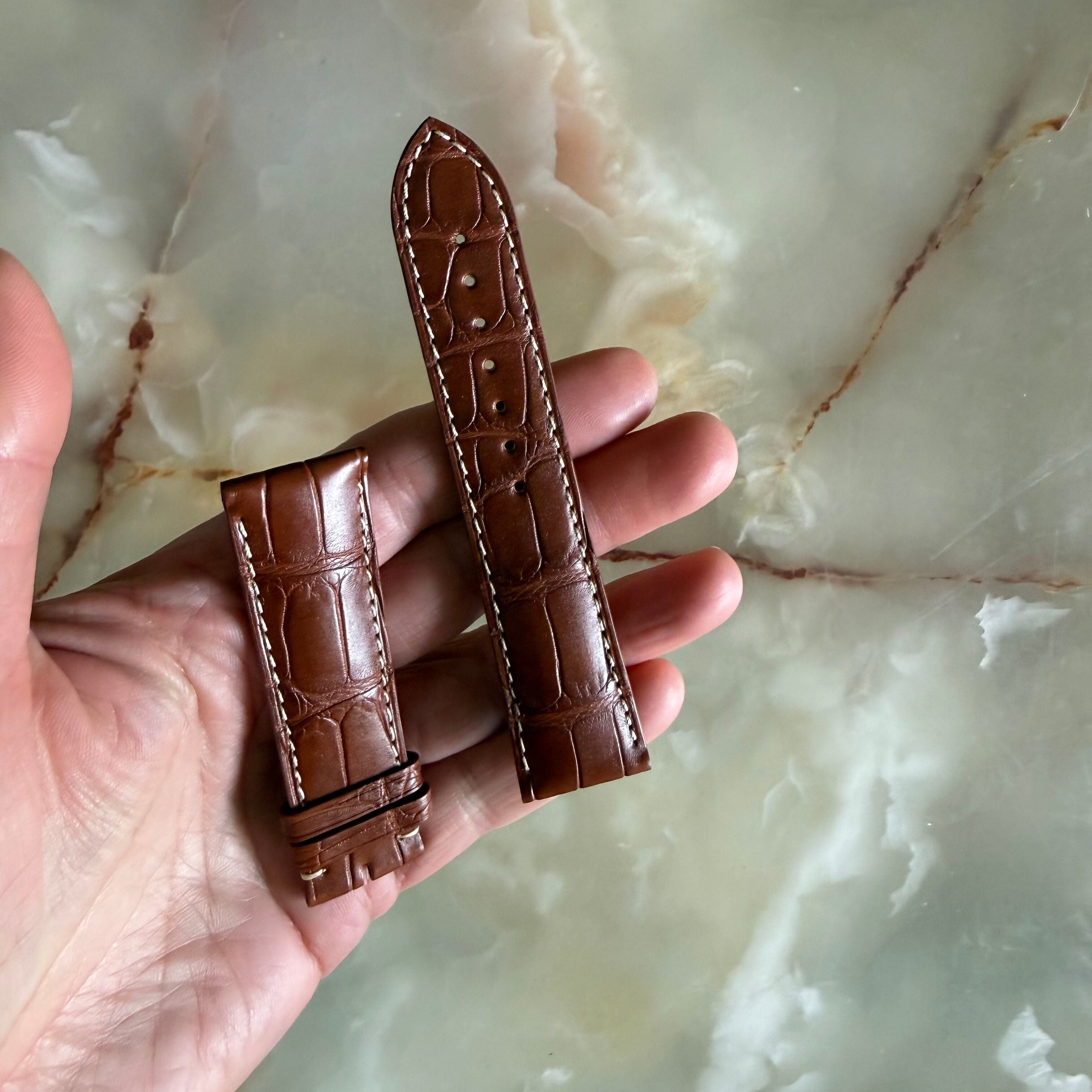 Authentic Longines Brown Alligator Cream Stitching Watch Band Strap 22mm LG82119741