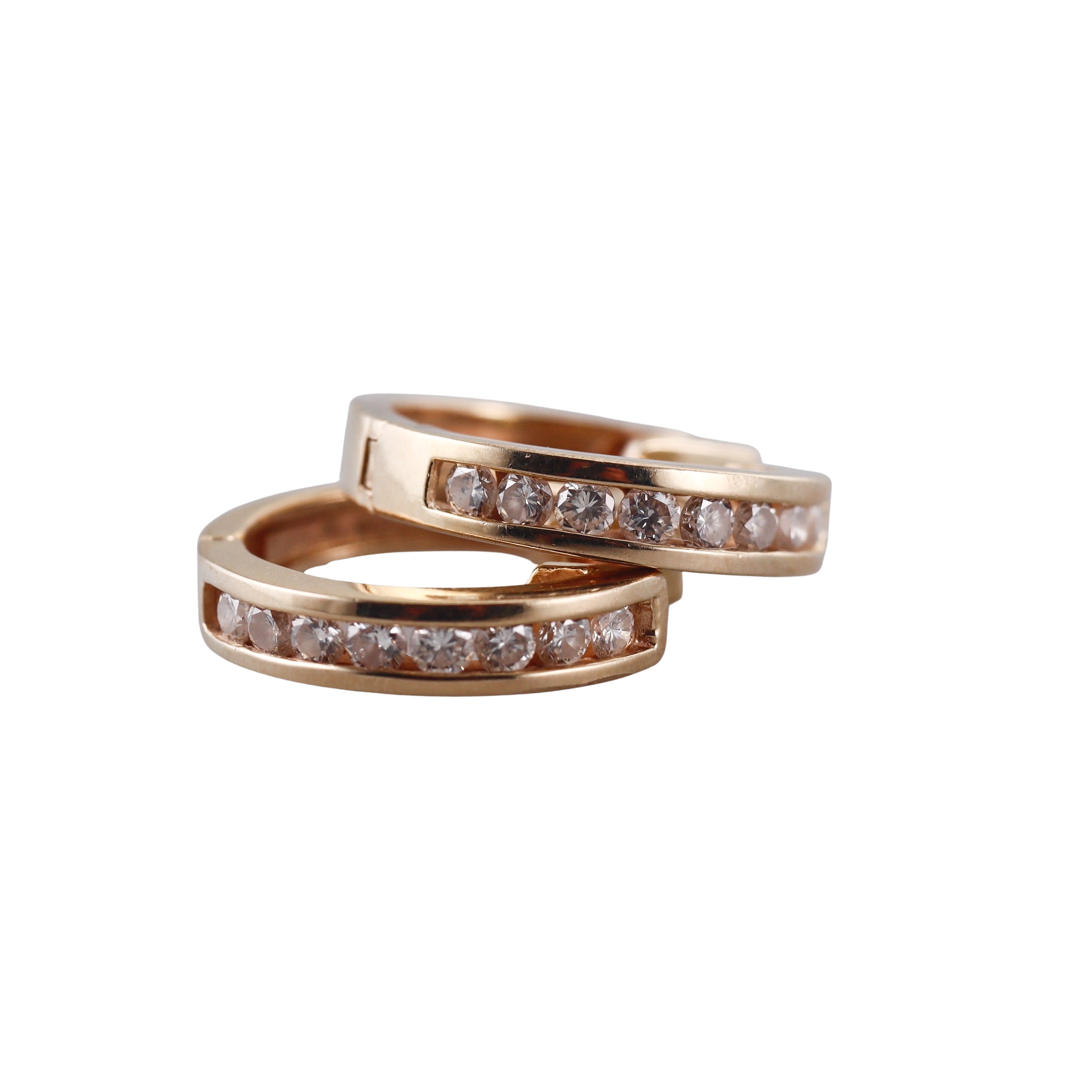 14k Gold Diamond Hoop Earrings