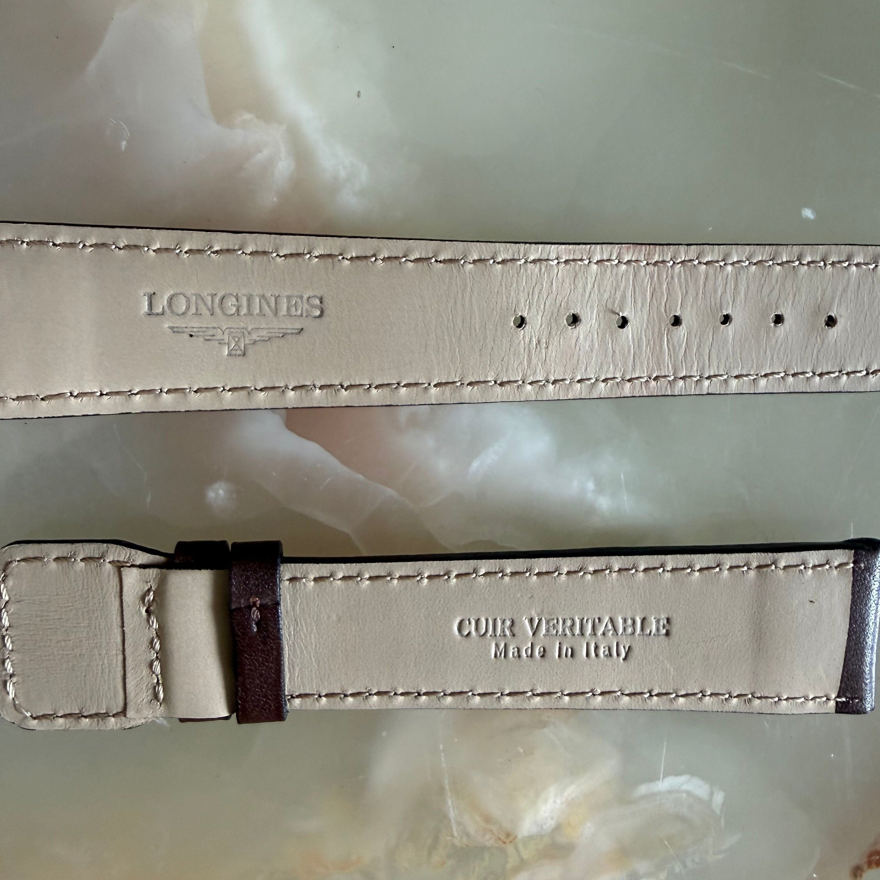 Authentic Longines Brown Leather Watch Band Strap 21.5mm