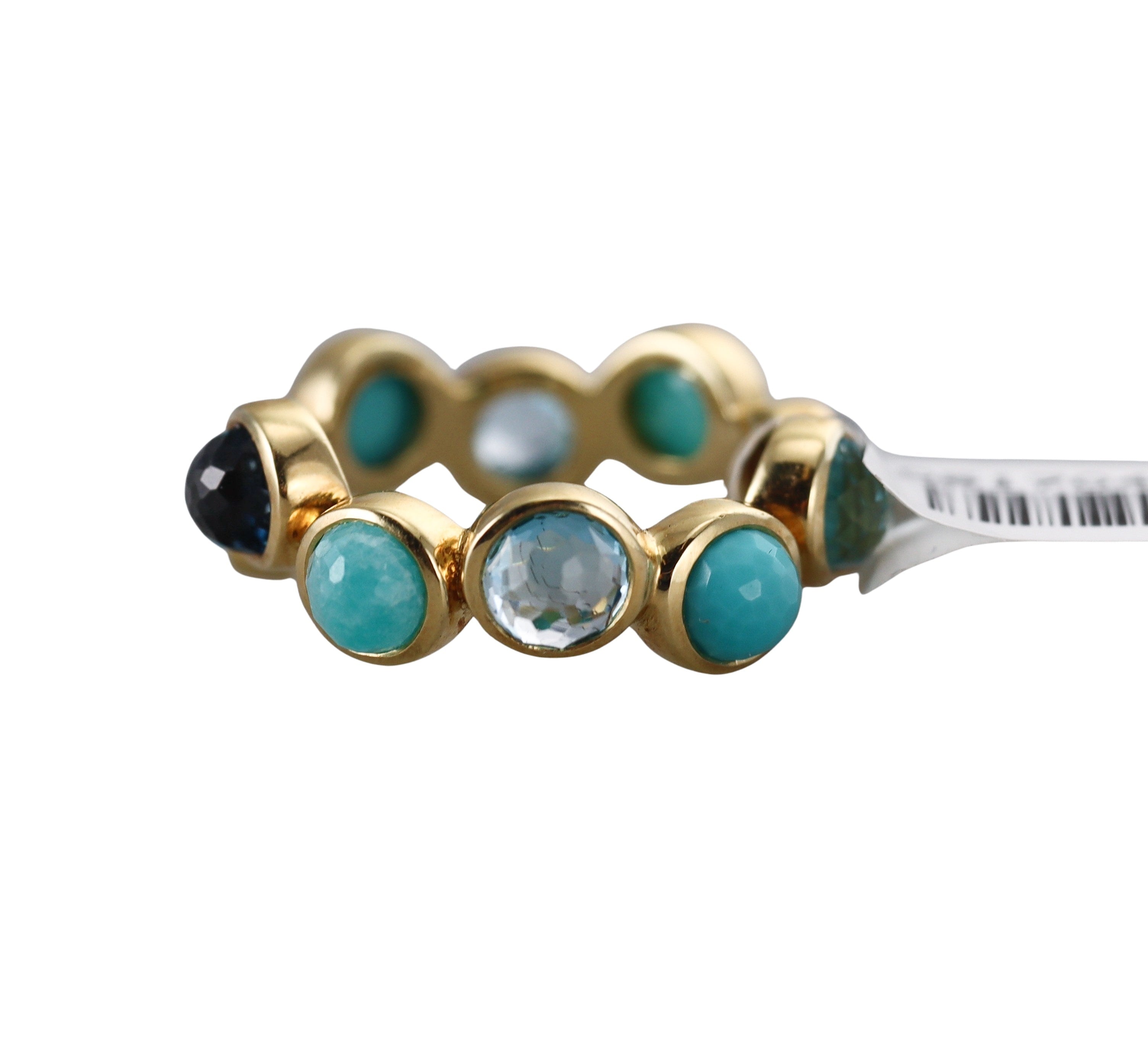 Ippolita Waterfall 18k Gold Turquoise Topaz Band Ring