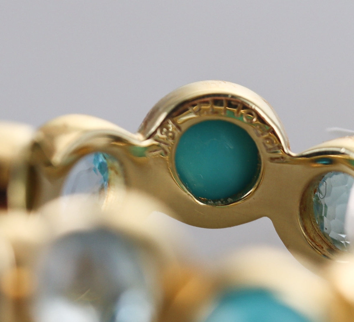 Ippolita Waterfall 18k Gold Turquoise Topaz Band Ring