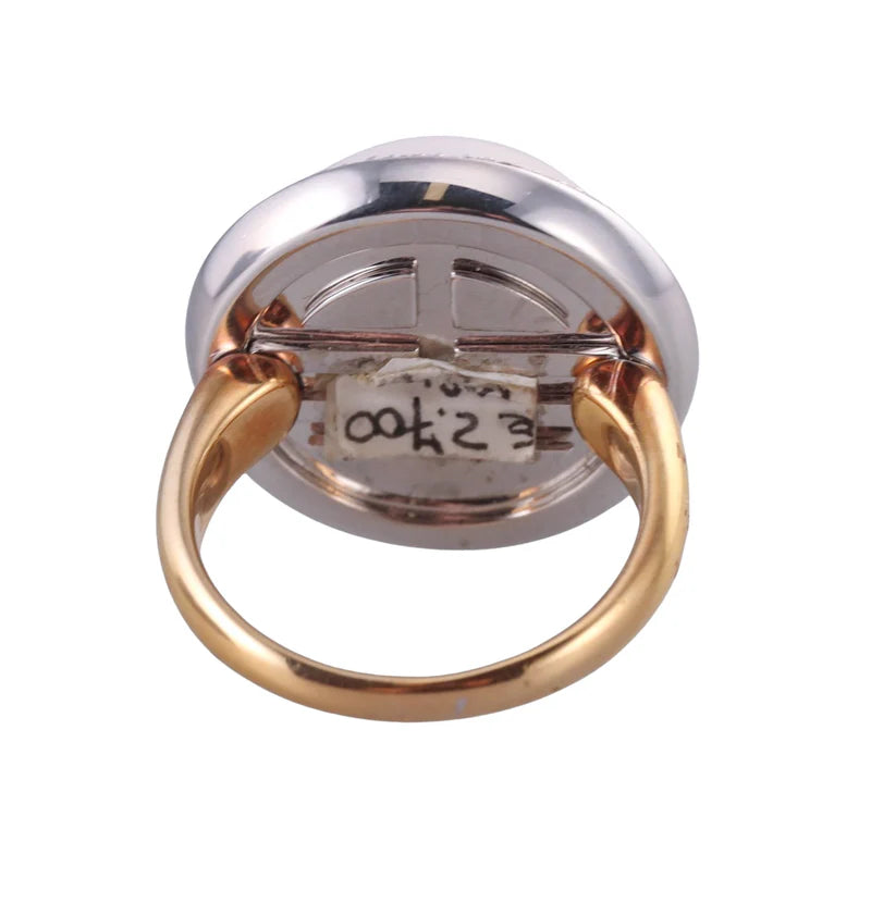 Mimi Milano Gold Diamond White Agate Ring