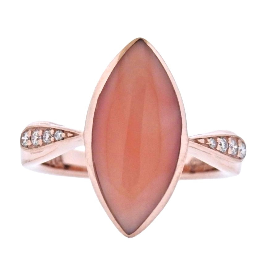 Kabana 14k Rose Gold Coral Diamond Ring