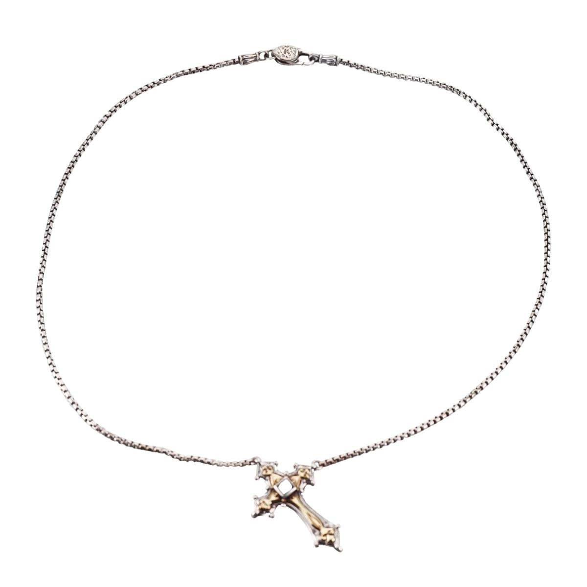 Konstantino Myrmidones Sterling Bronze Onyx Cross Necklace